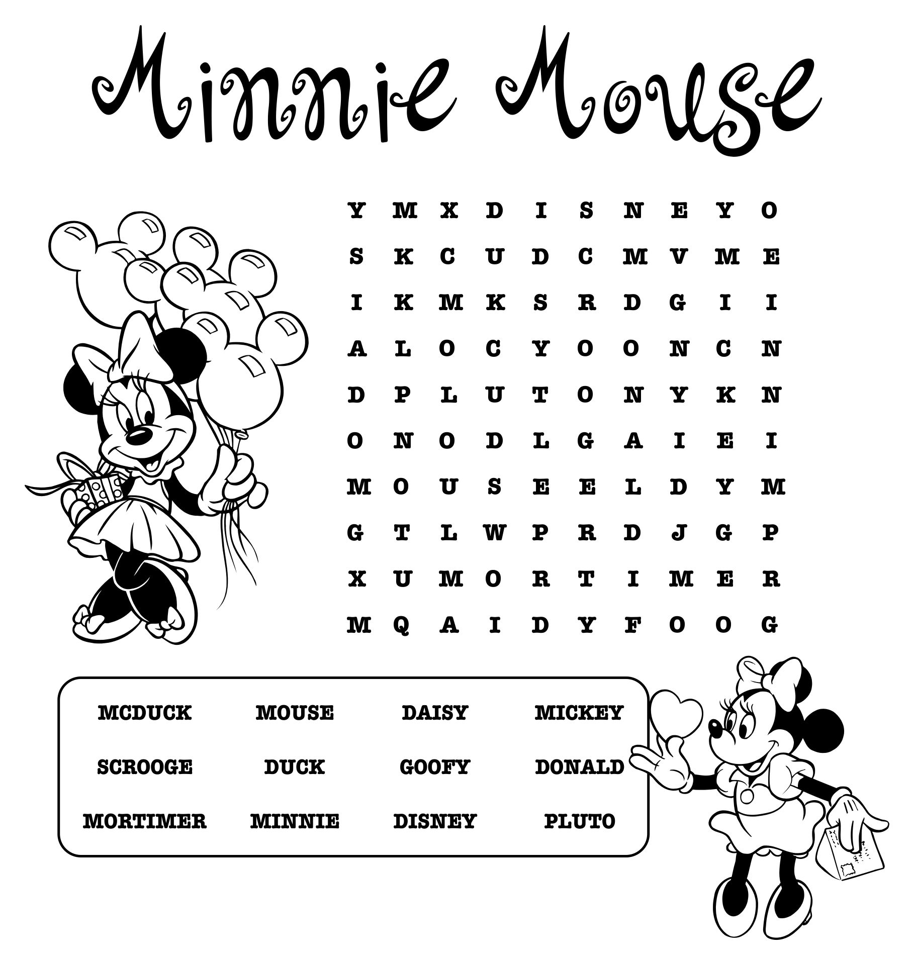 6 Best Minnie Mouse Word Search Printable PDF For Free At Printablee