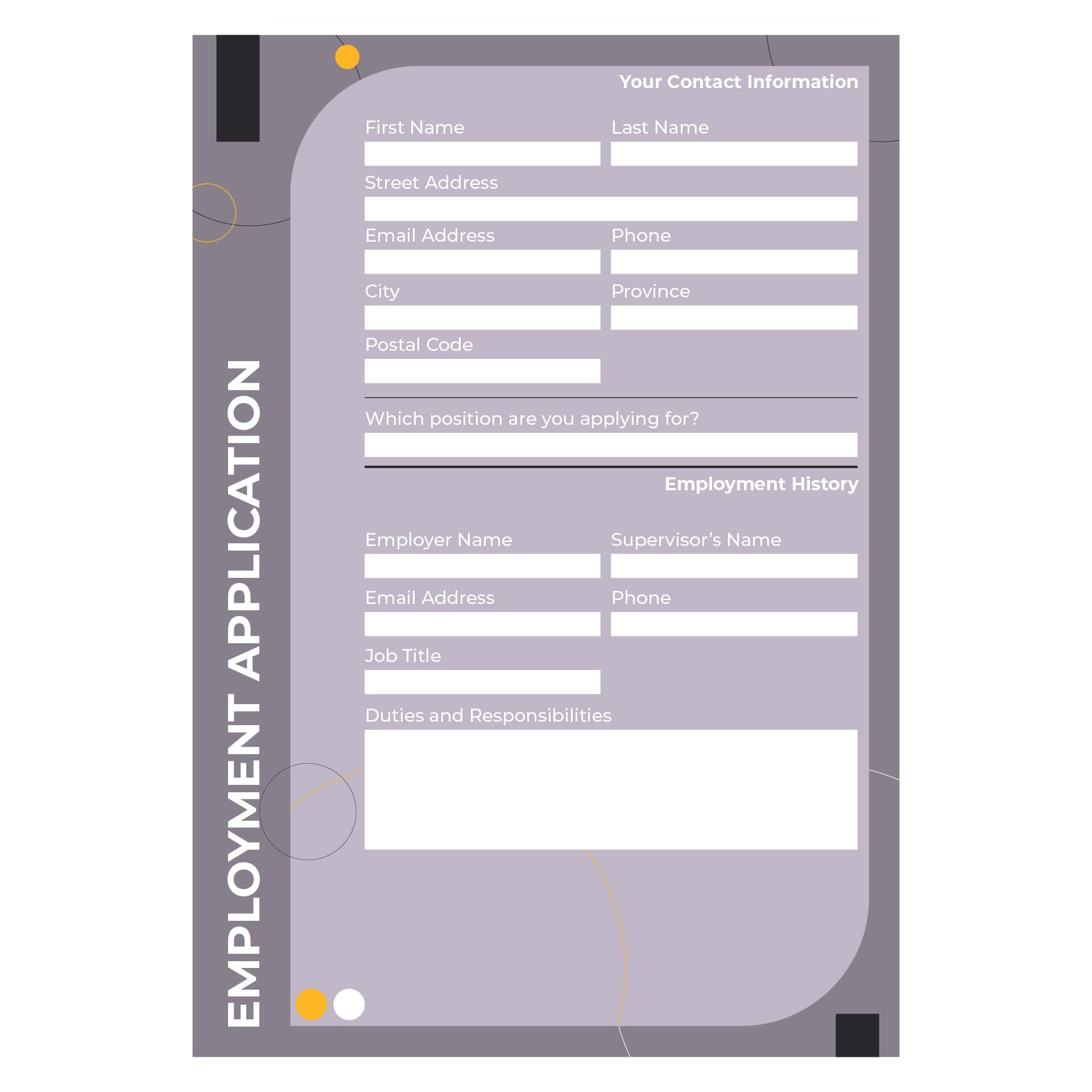 Practice Job Application Forms Printable