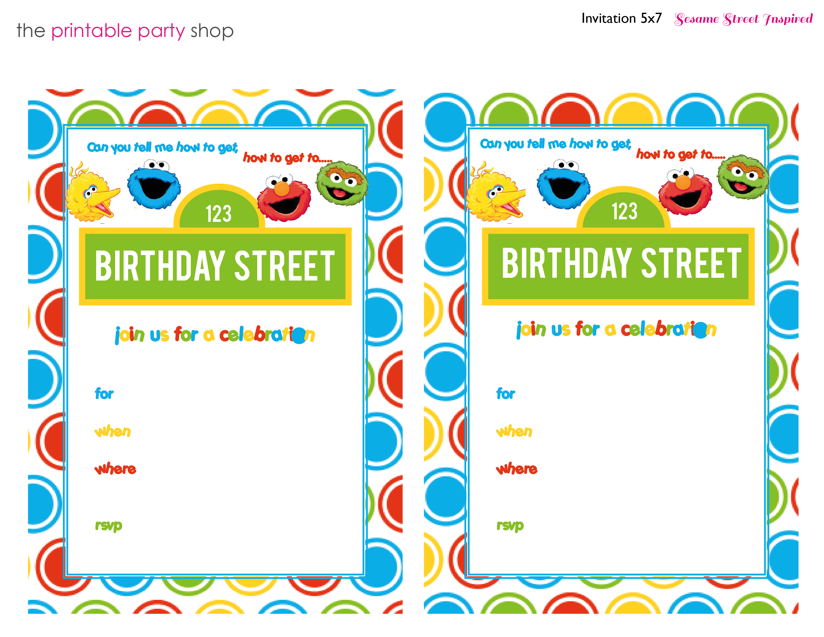 Sesame Street Invitations Printable Free