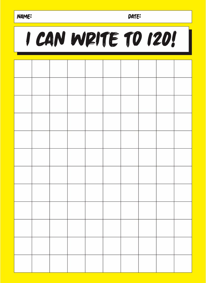 Free Printable Blank Number Chart To 120