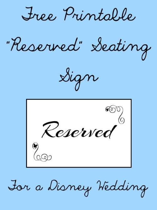 Printable Reserved Seating Signs