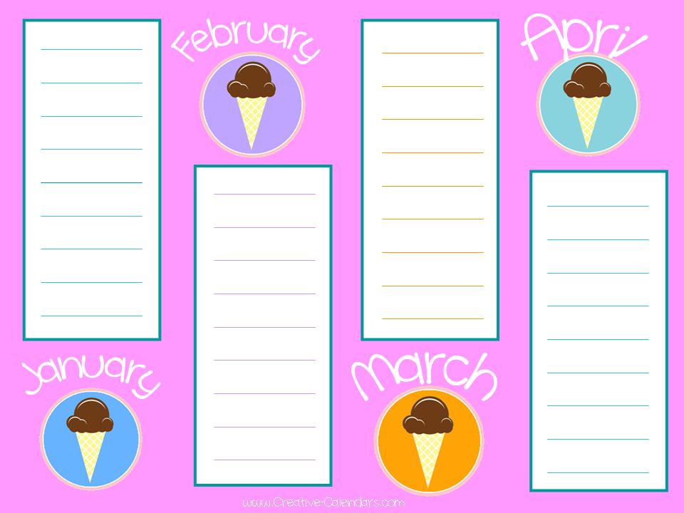 Printable Birthday Calendar Template