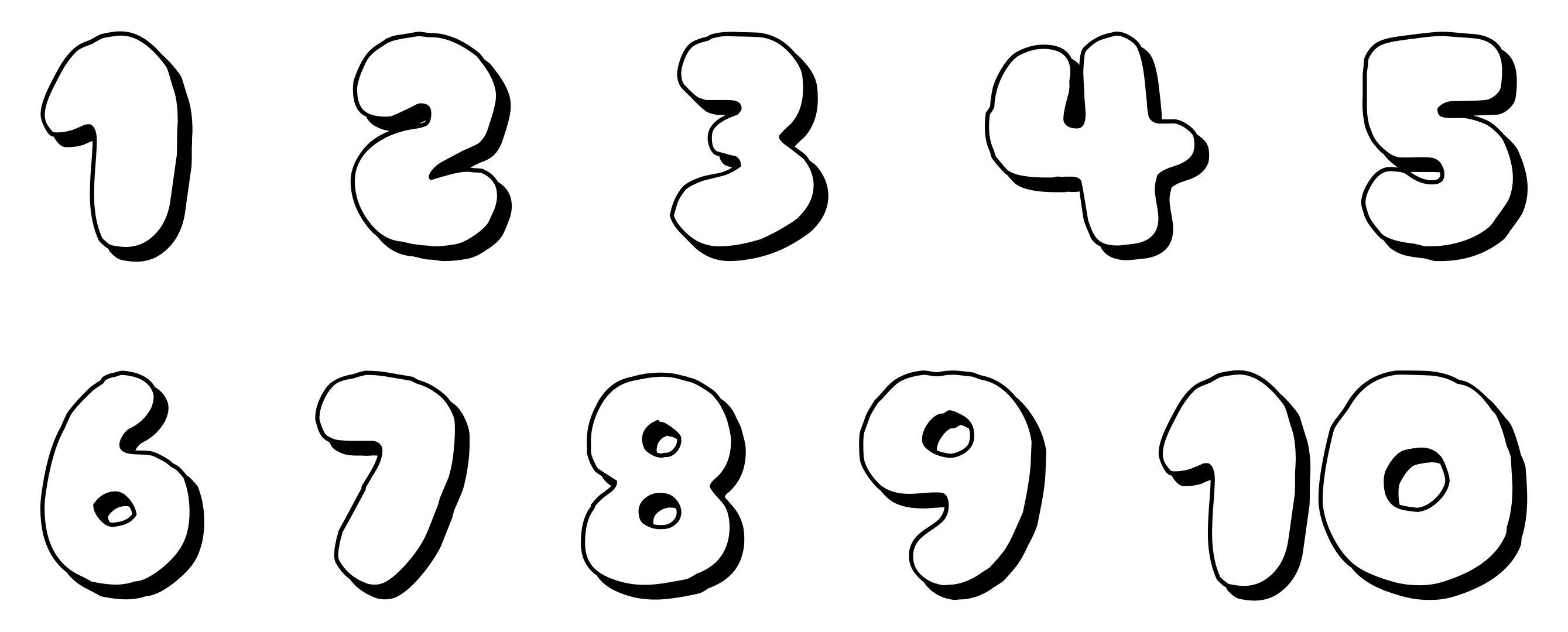 bubble letters numbers 1