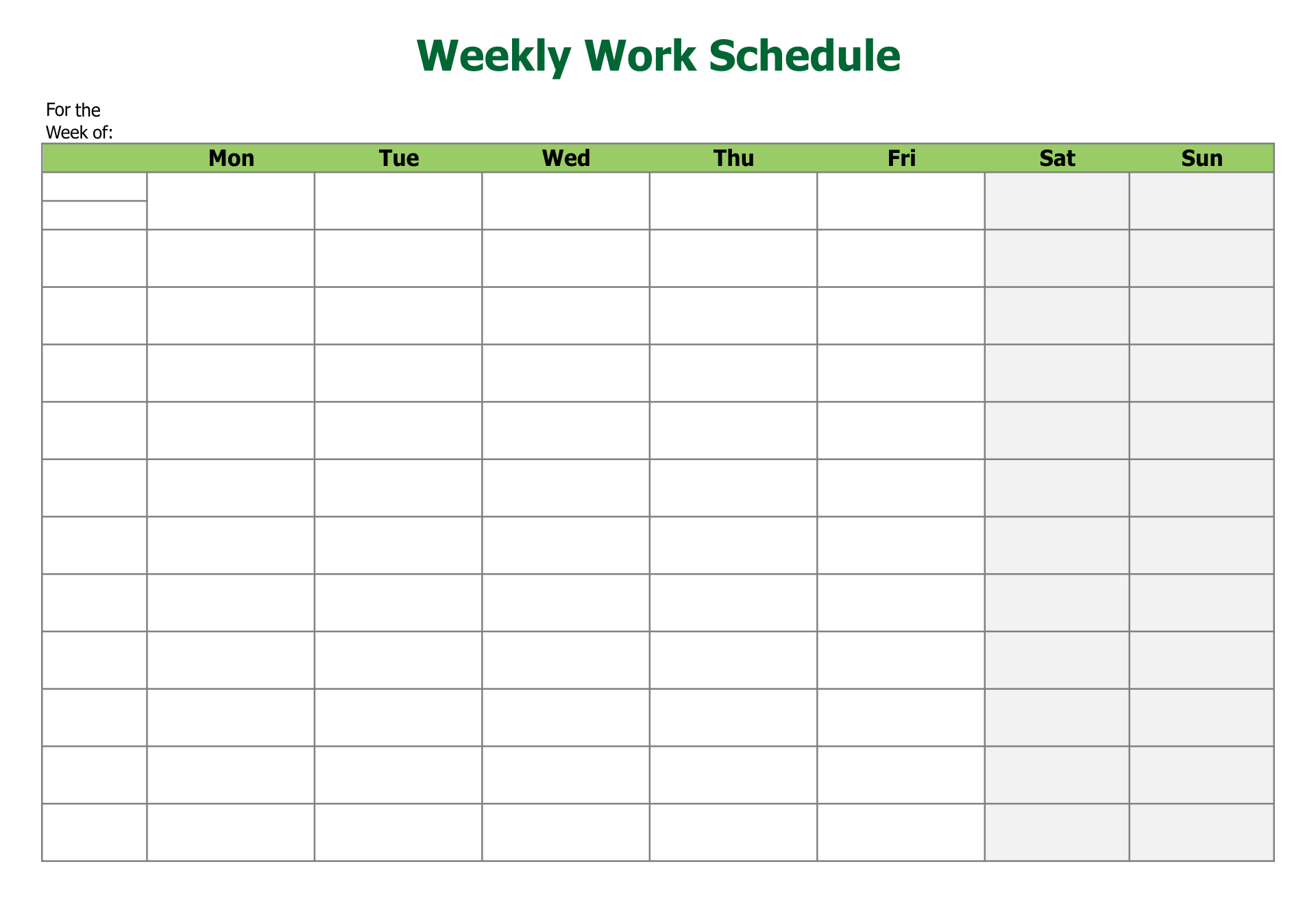 Blank Employee Schedules