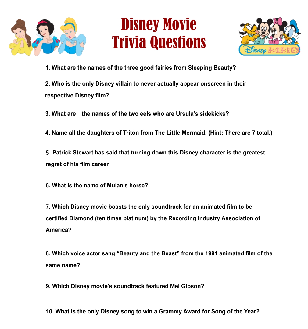 Free Printable 1950 Trivia Questions And Answers Printable Who Was Chief Creator And The Main