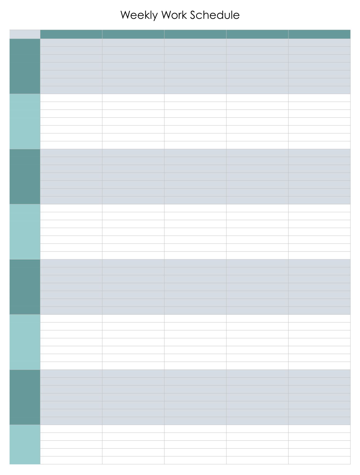 free blank work schedule template