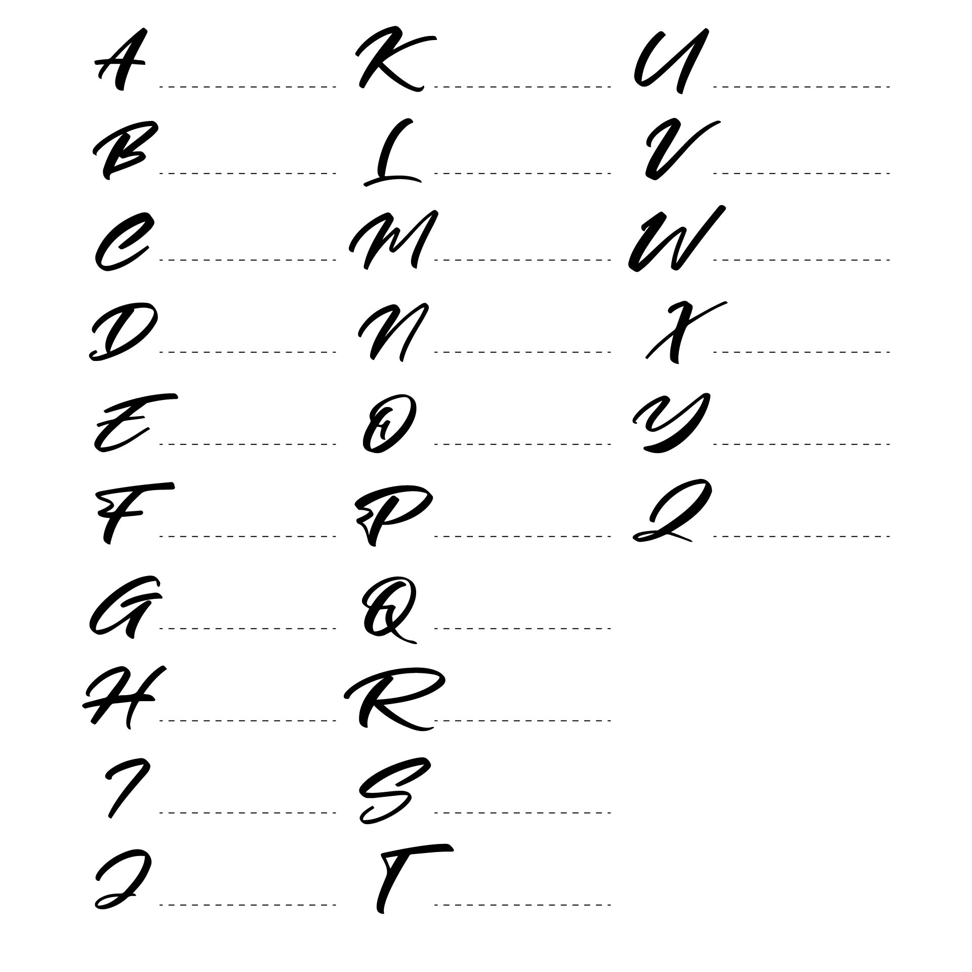 Calligraphy Alphabet Practice Printable