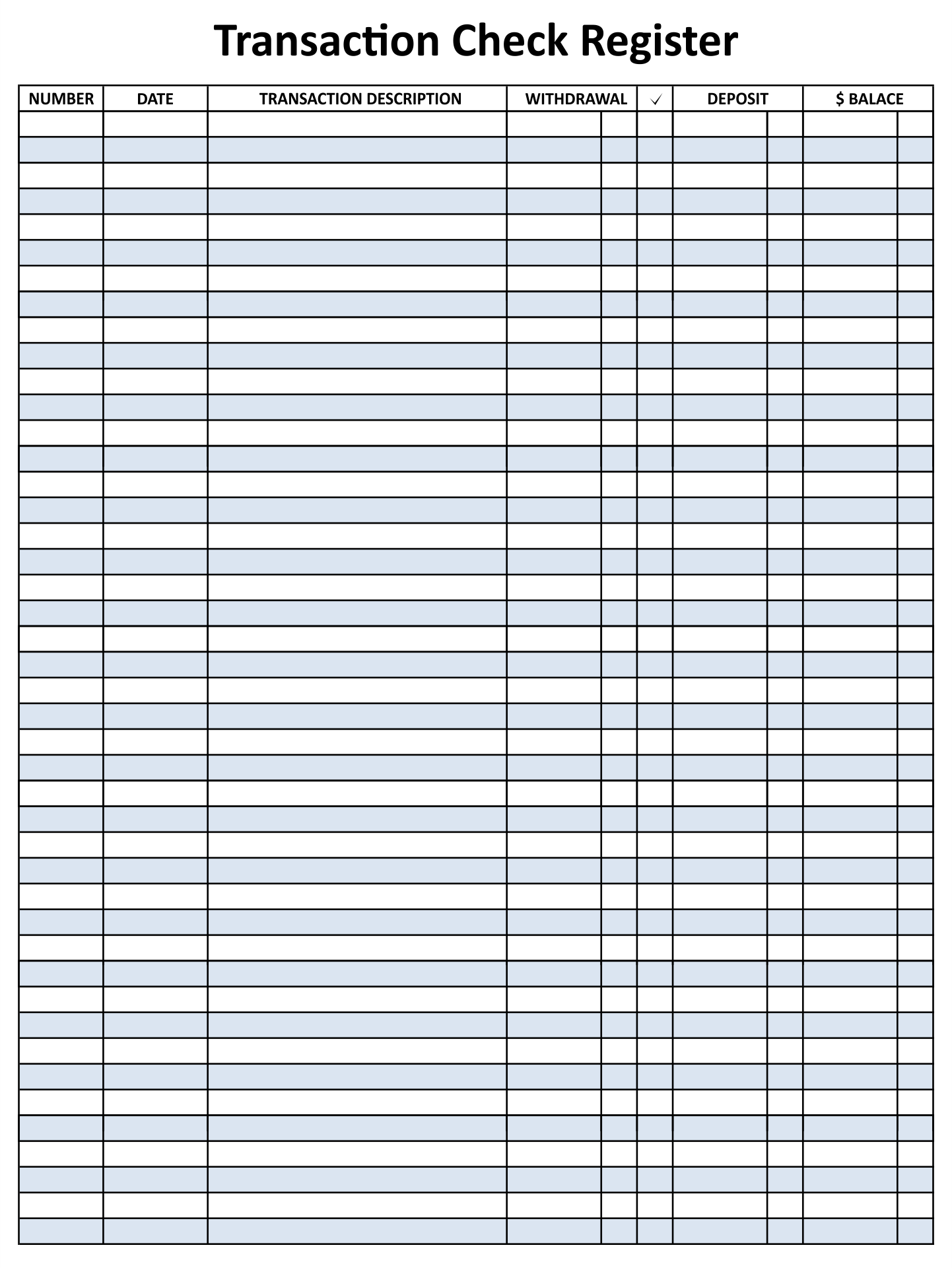 Free Printable Checkbook Register Sheets Printable Templates