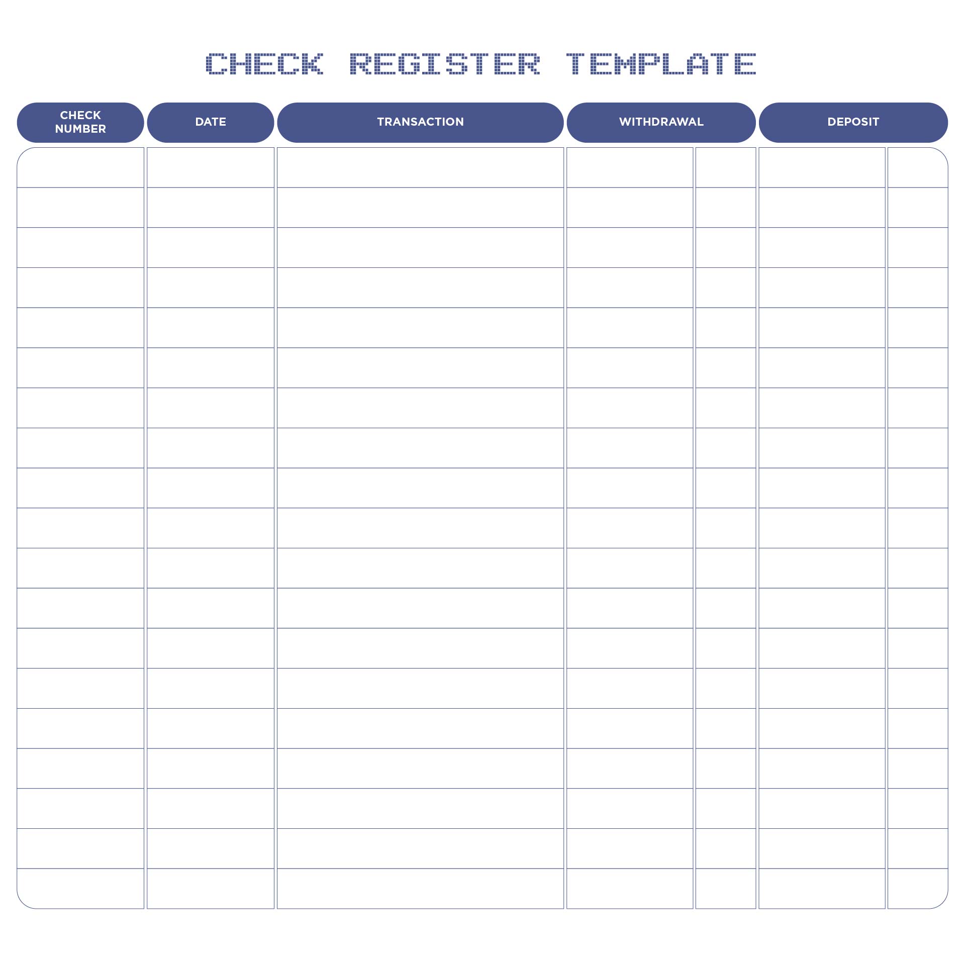 checkbook register template printable full page free
