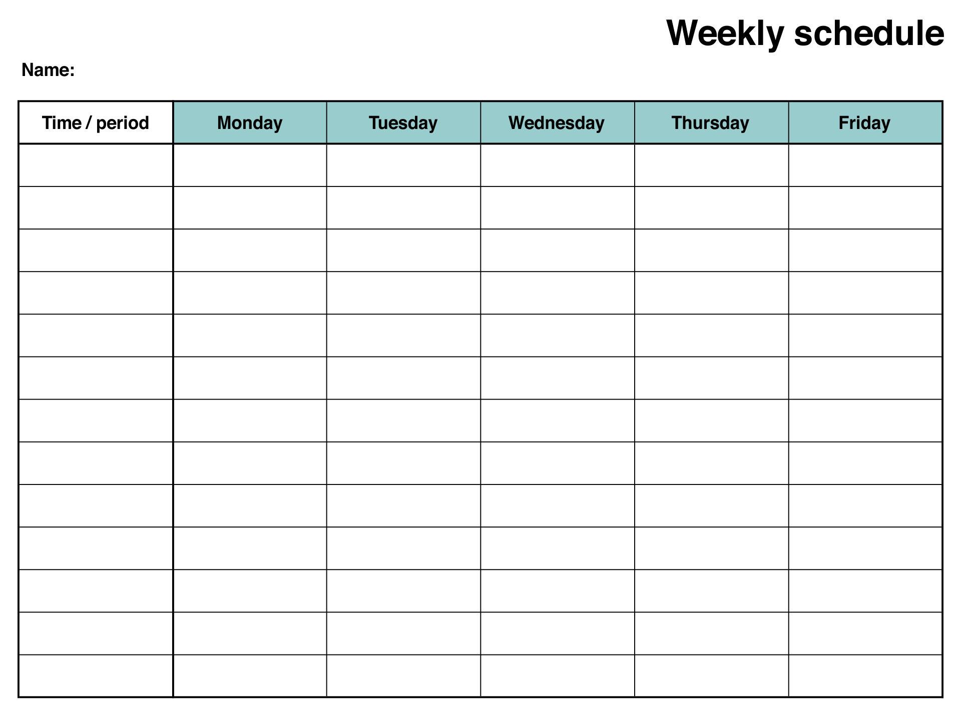 blank weekly employee schedule template