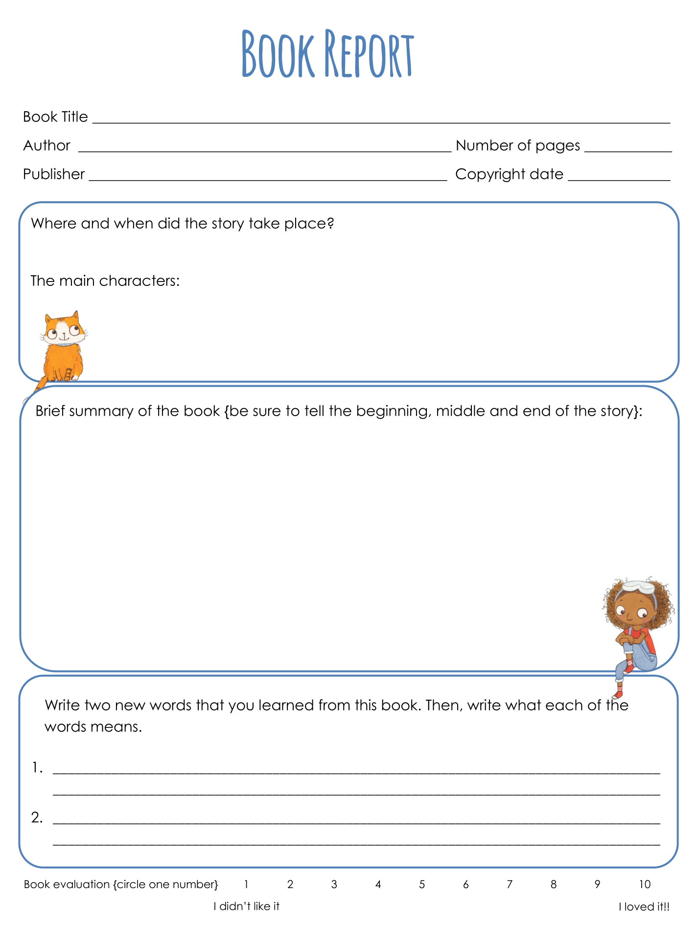 Printable Book Report