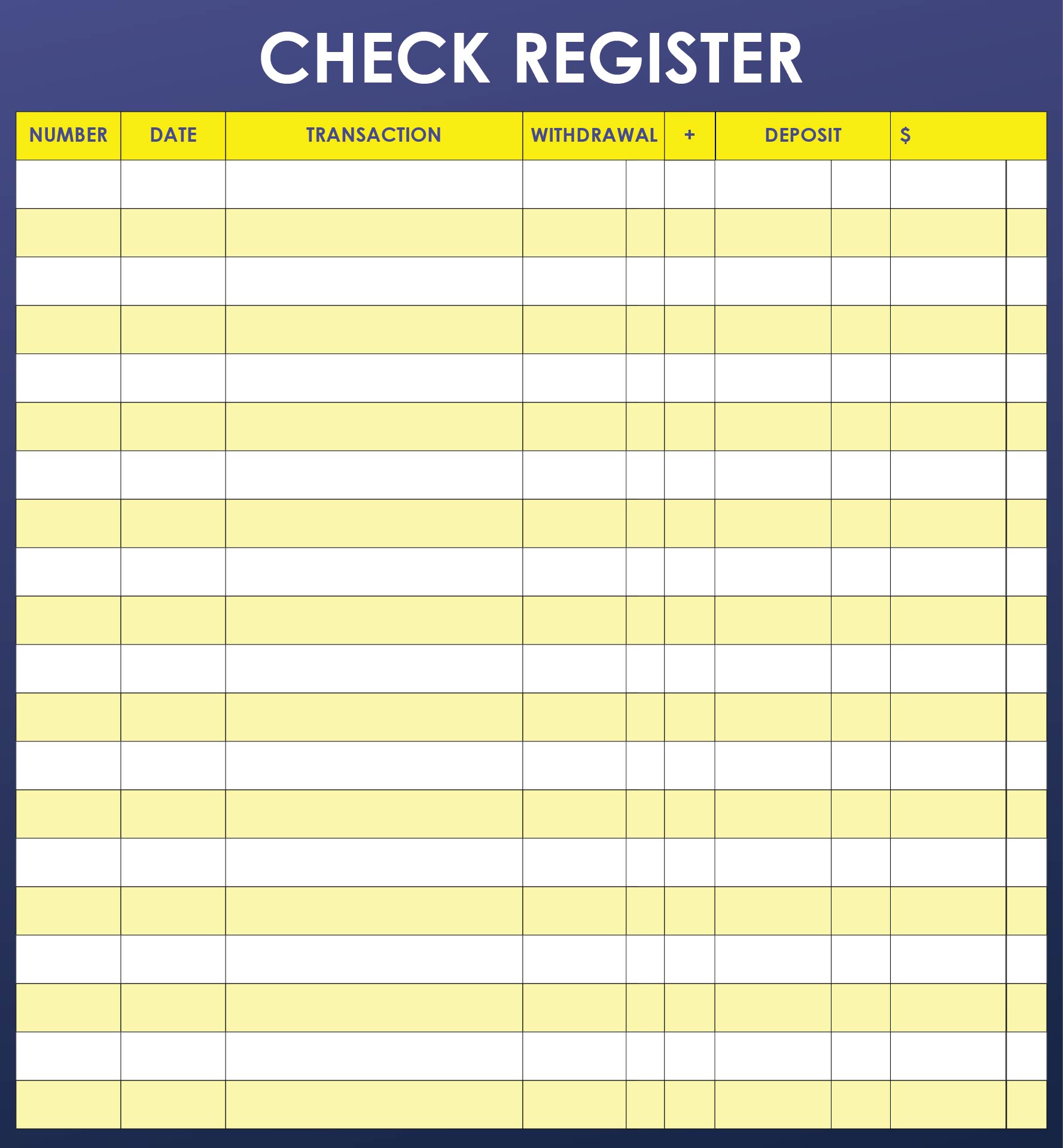 checkbook register calendar printable