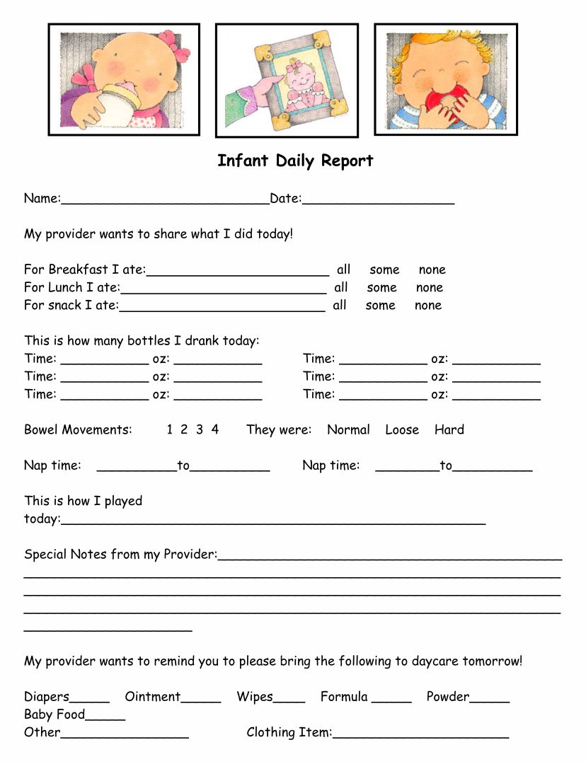 daycare-infant-daily-report-template