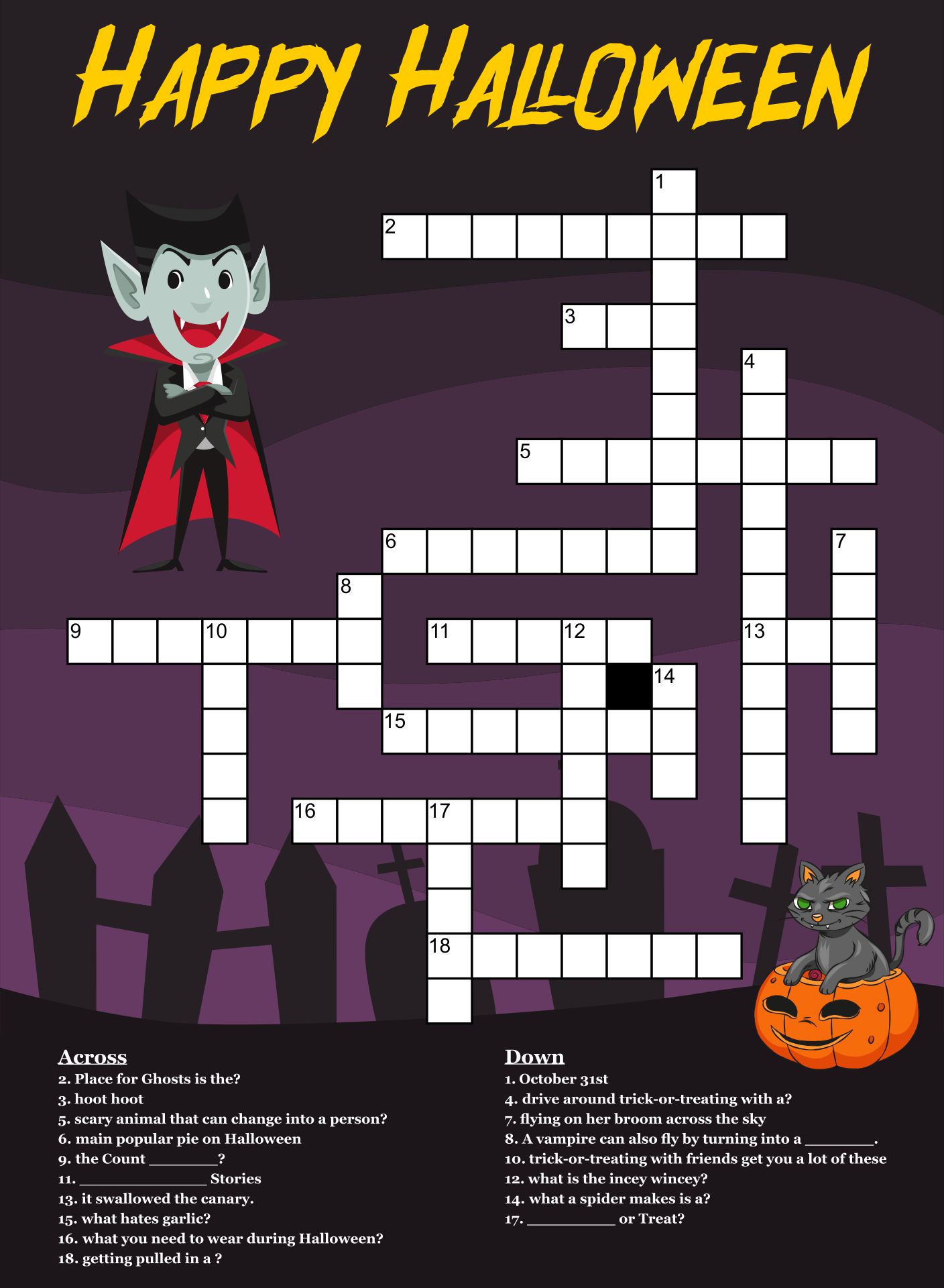 Halloween Crossword Puzzles Printable