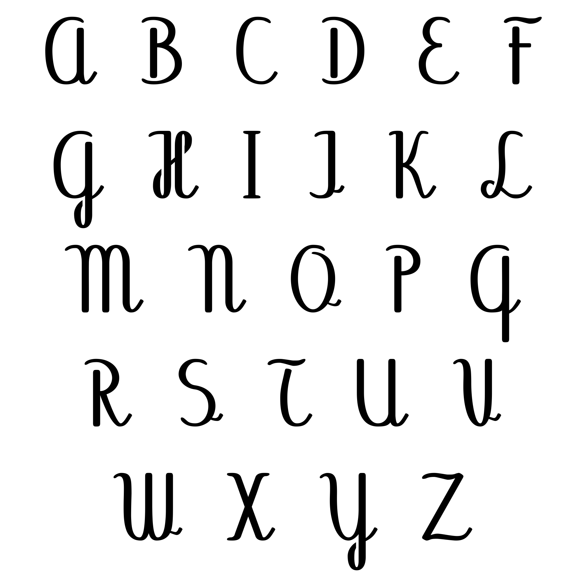 Alphabet Stencils Calligraphy Letters - 10 Free PDF Printables | Printablee
