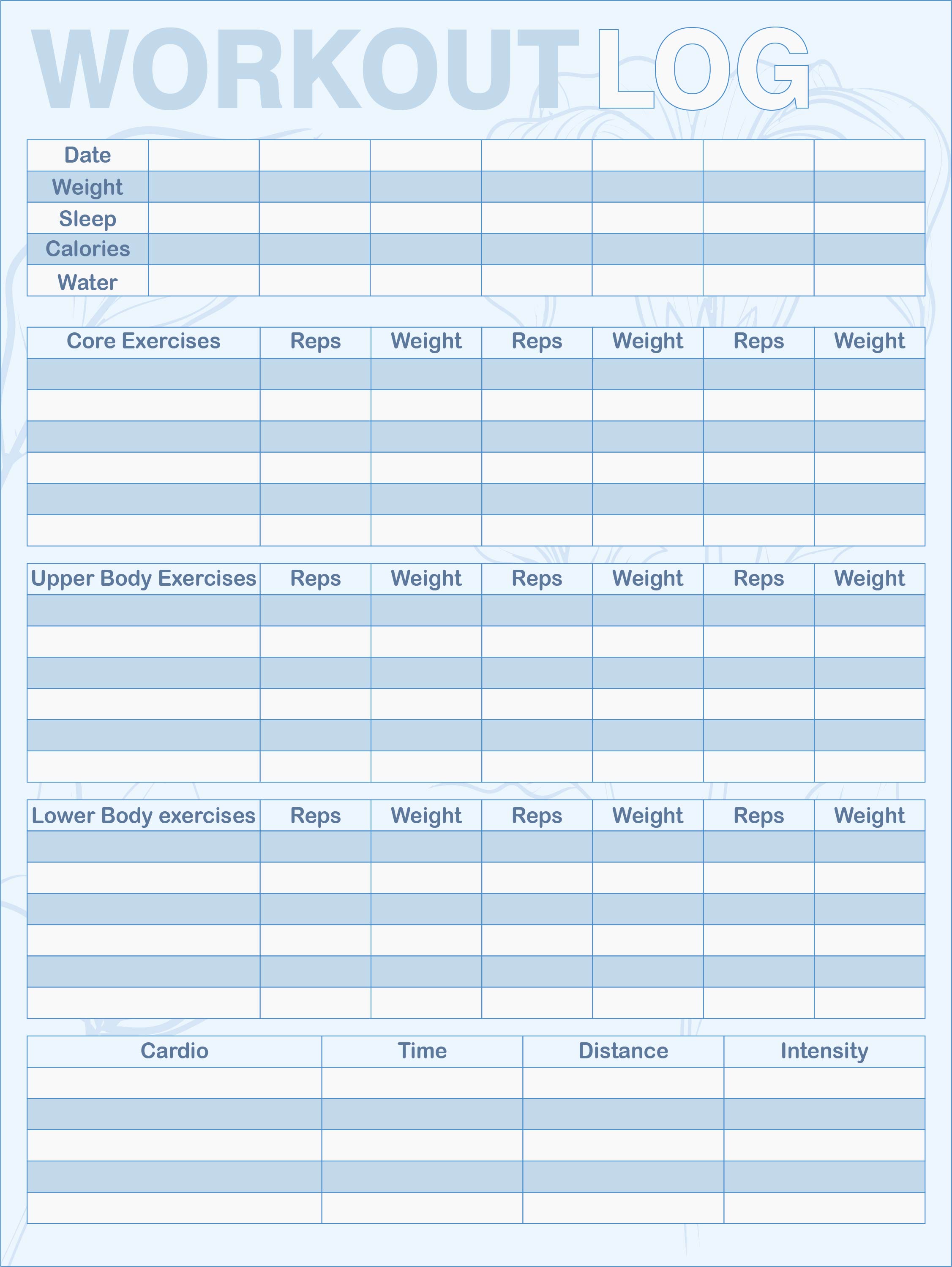 Weight Lifting Journal 10 Free PDF Printables Printablee