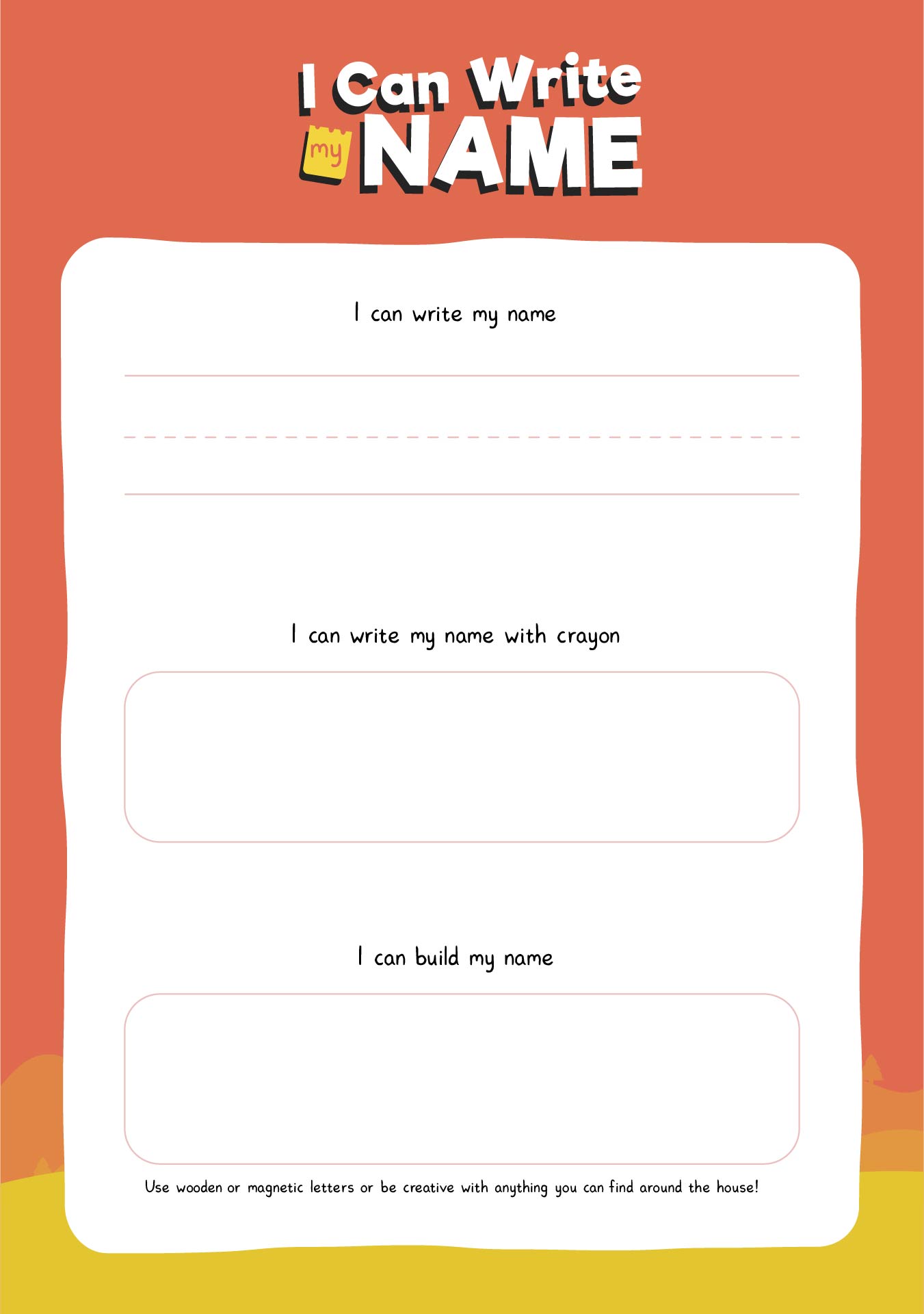 Printable Traceable Name Sheets