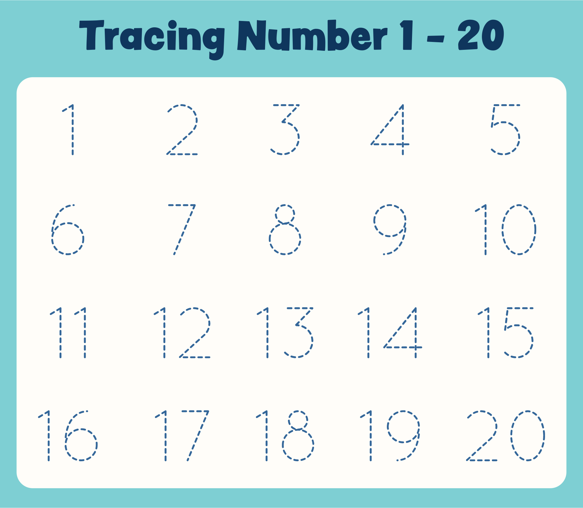 worksheets tracing numbers 1 20