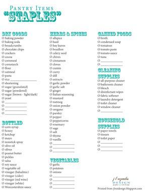 Pantry Shopping List Printable