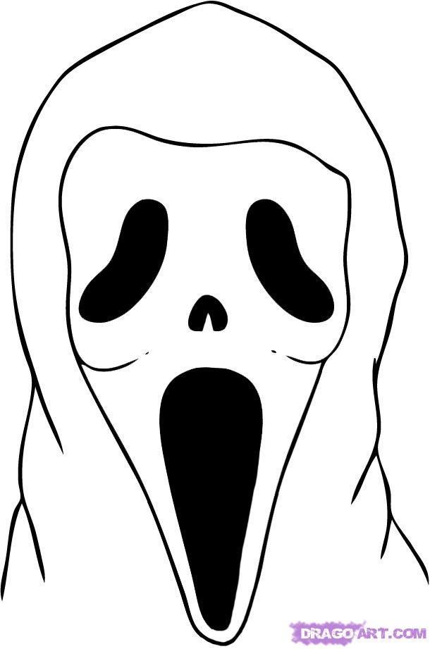 Scream Coloring Ghost Mask Halloween Template Scary Printable Horror Clown ...