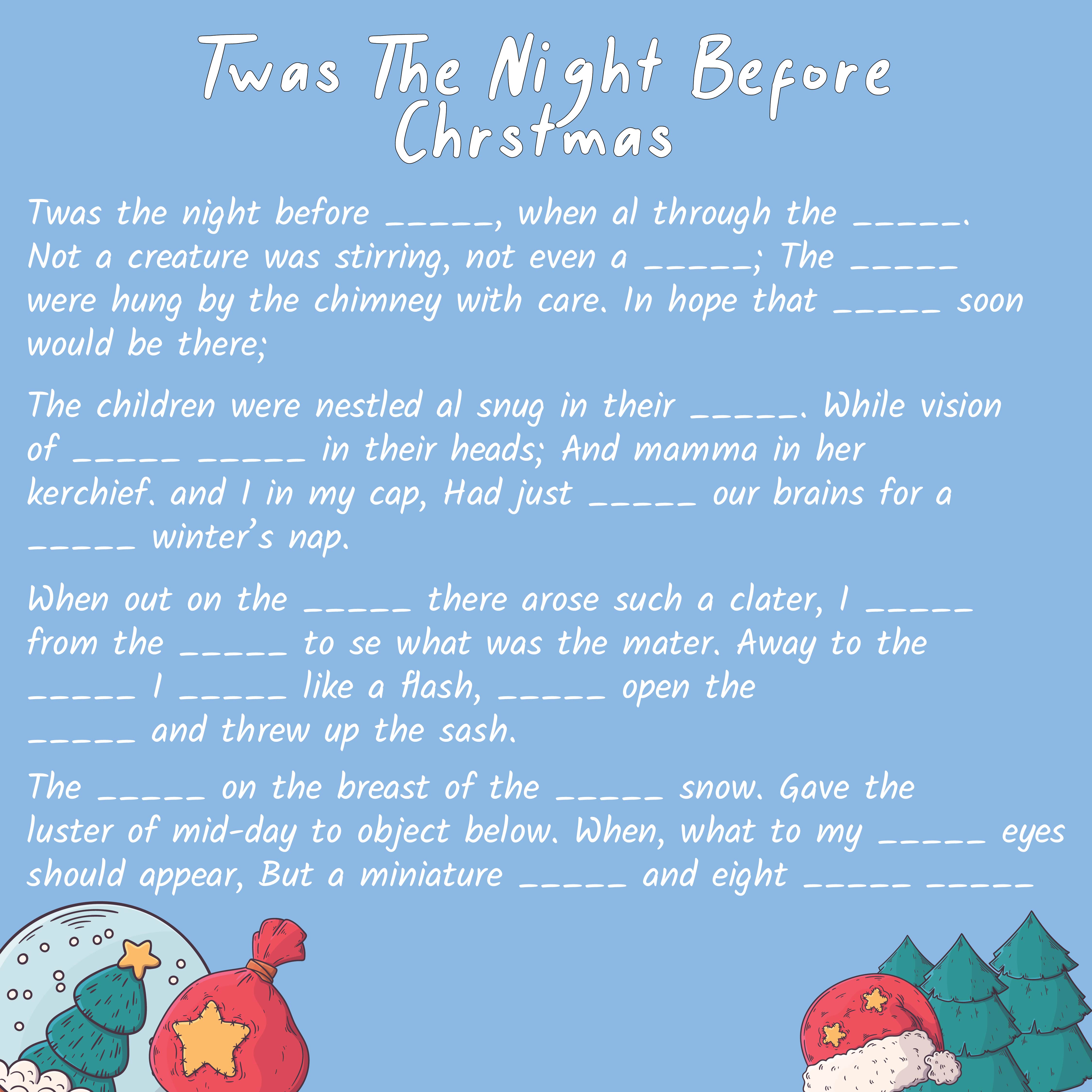 6 Best Night Before Christmas Mad Libs Printable PDF For Free At Printablee