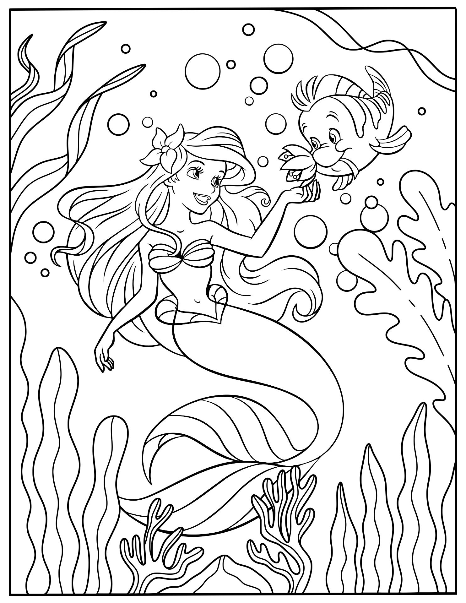 Disney Ariel Coloring Pages Free Tracing By Bubakids - vrogue.co