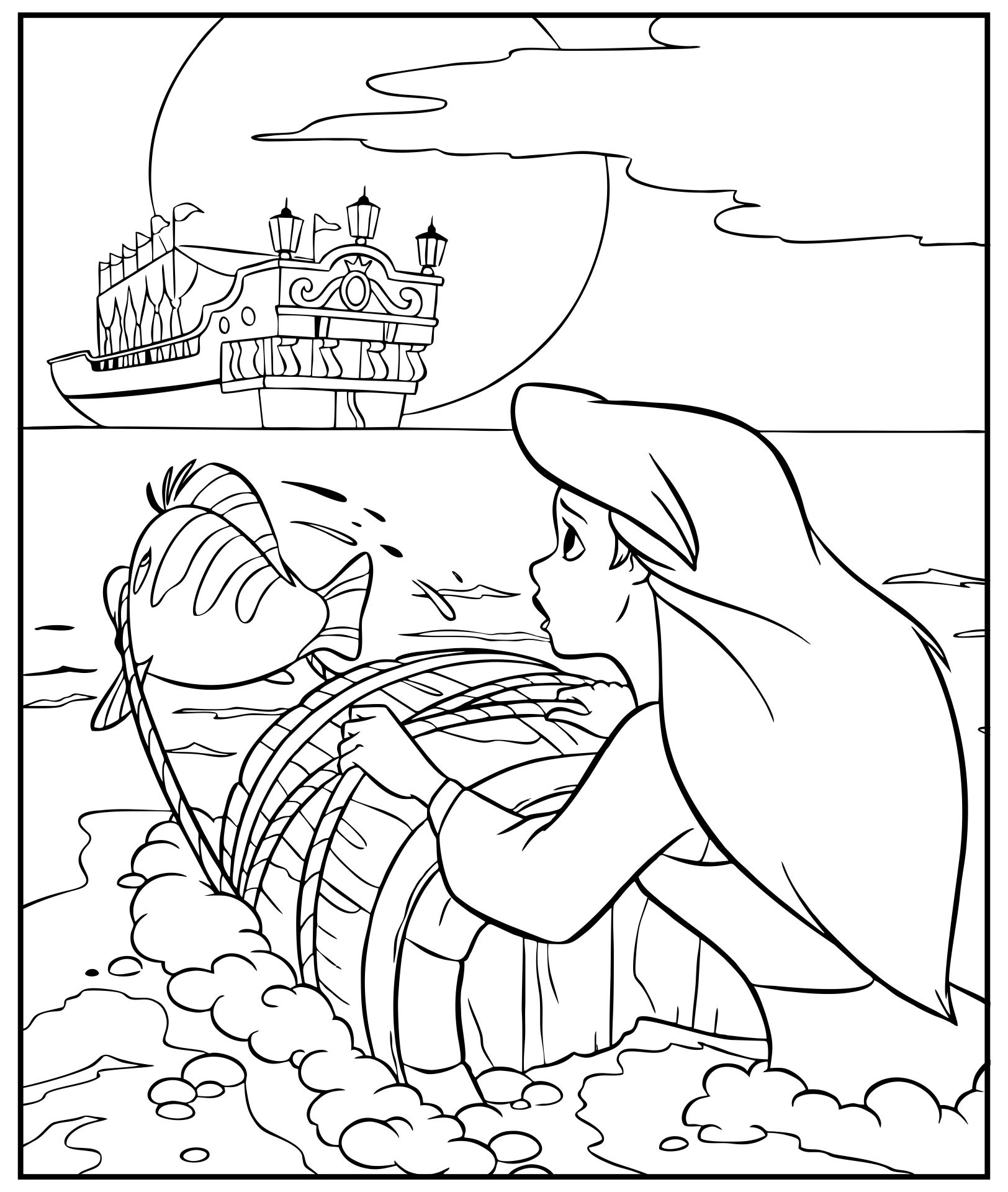 ariel the little mermaid and eric coloring pages