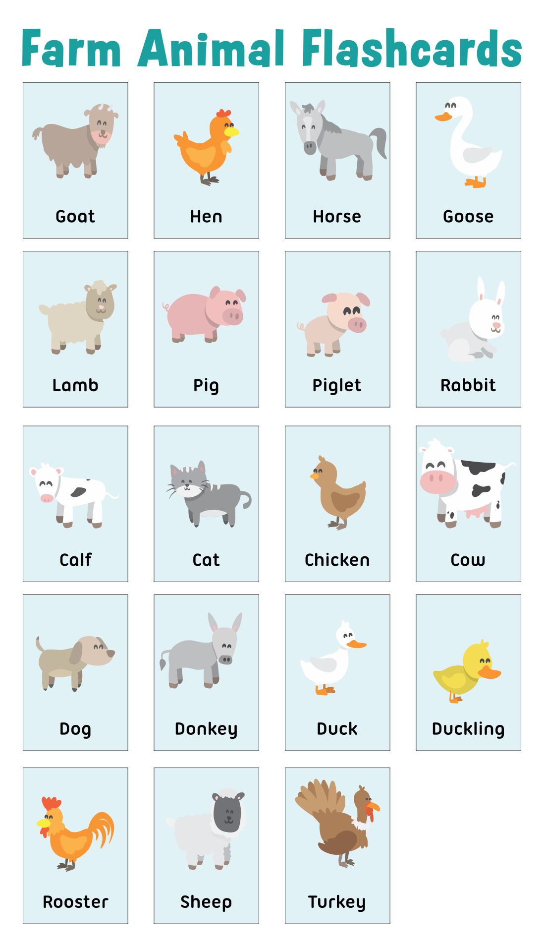 10 Best Free Printable Animal Flash Cards Printablee