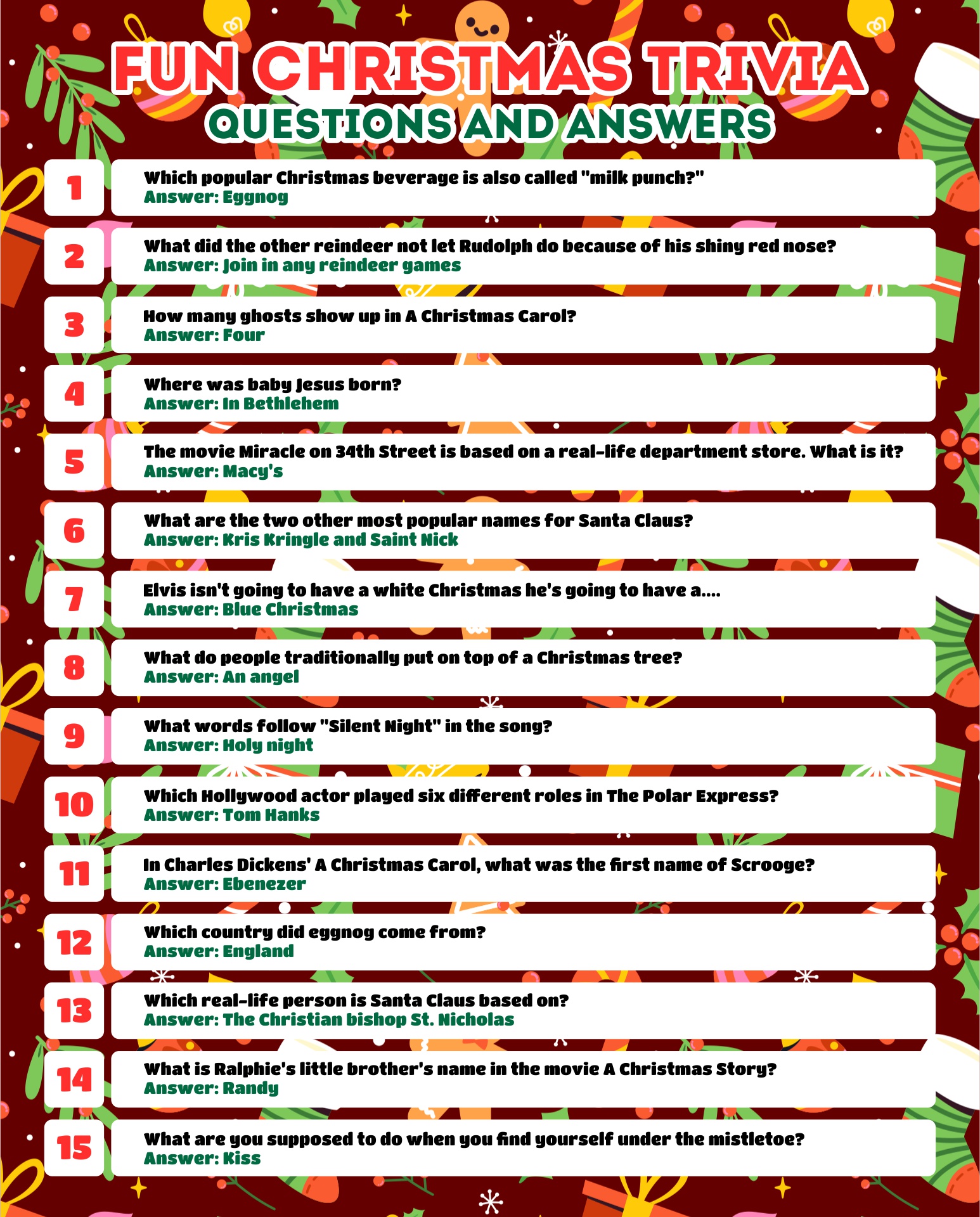 Christmas Trivia Quizzes - 10 Free PDF Printables | Printablee