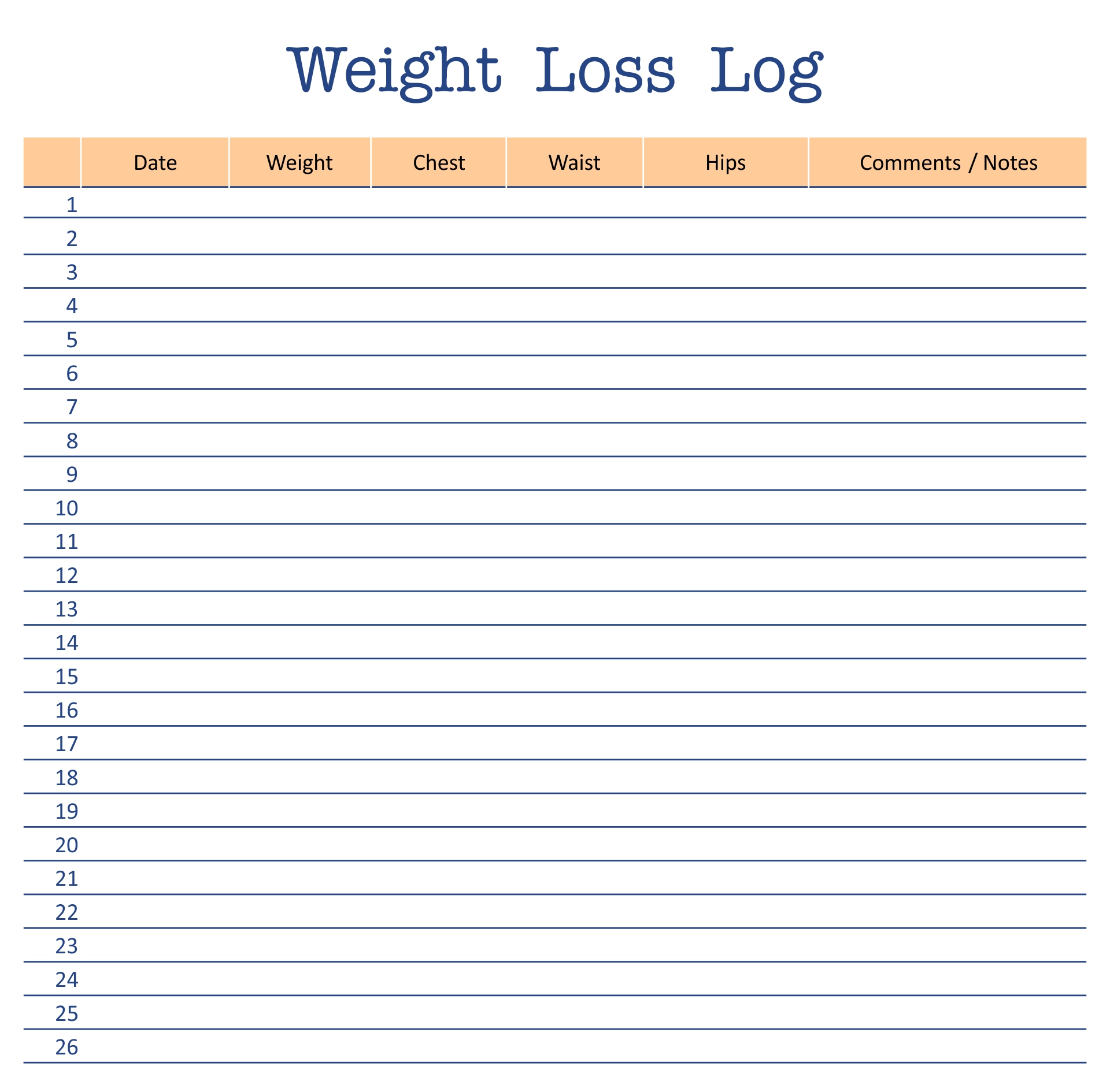 10 Best Printable Weight Loss Log Printablee