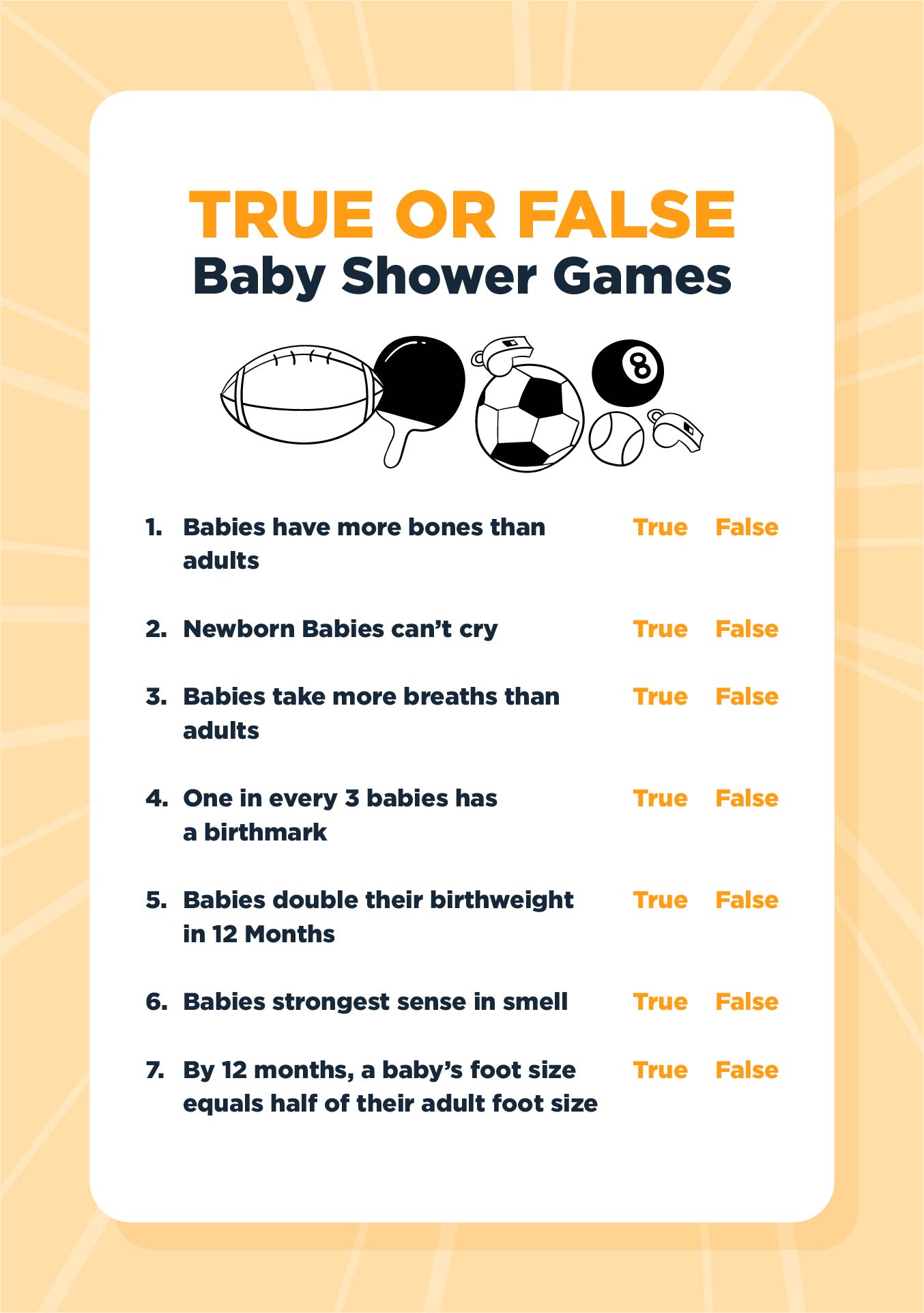 Printable Sports Baby Shower Games