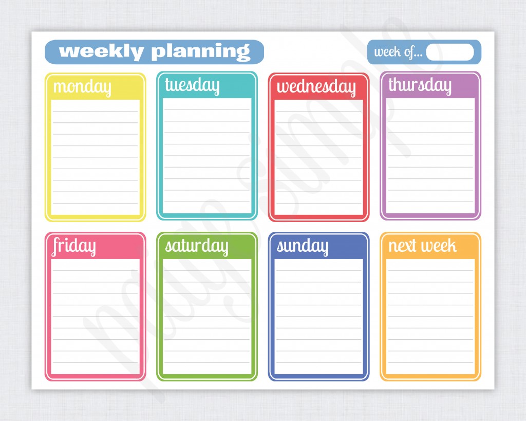 7 day work week schedule template