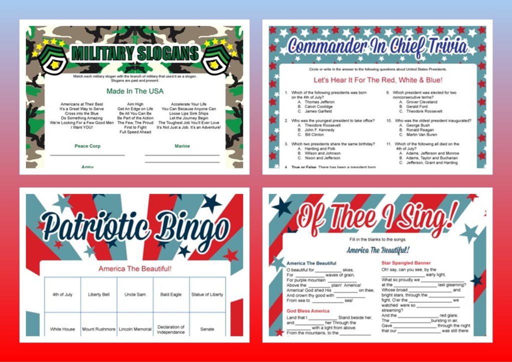 Memorial Day Printable Games