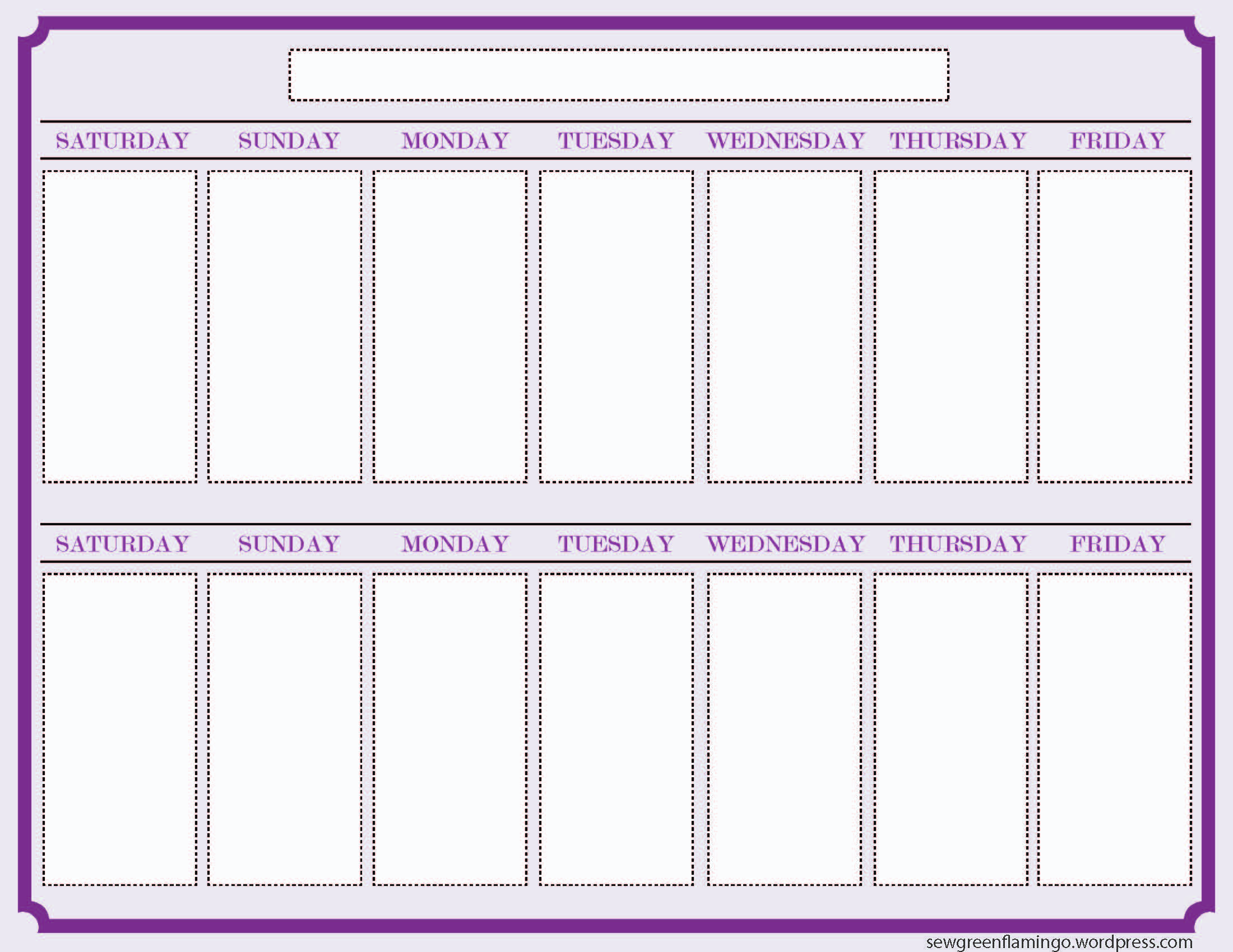 Printable 2 Week Calendar Template