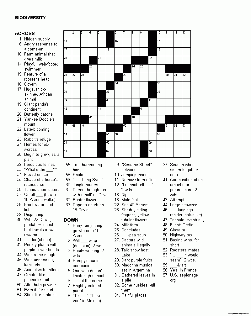 Printable Crossword Puzzles for Adults