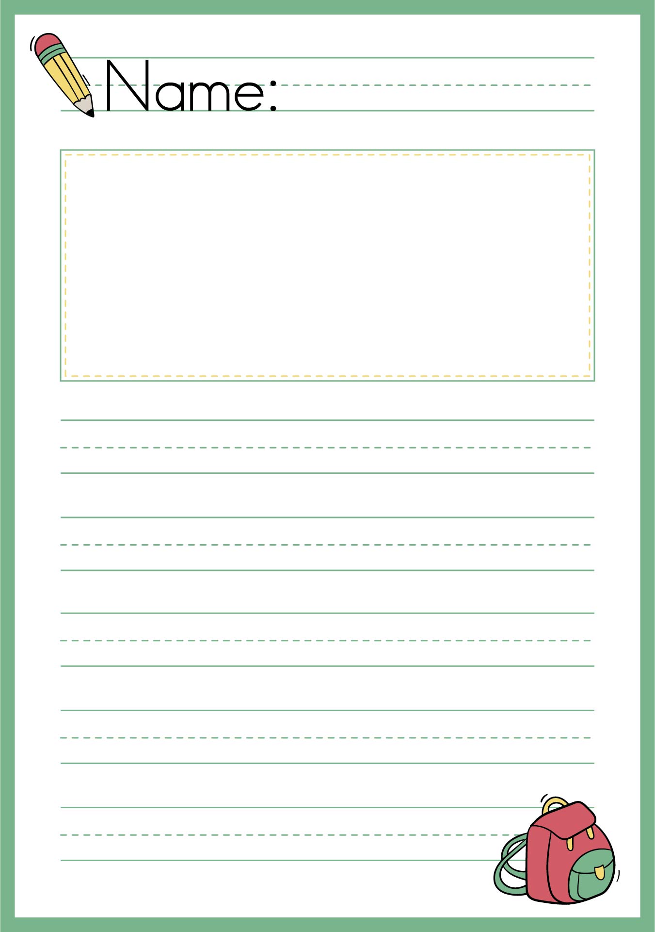 Free Lined Writing Paper For 1st Grade