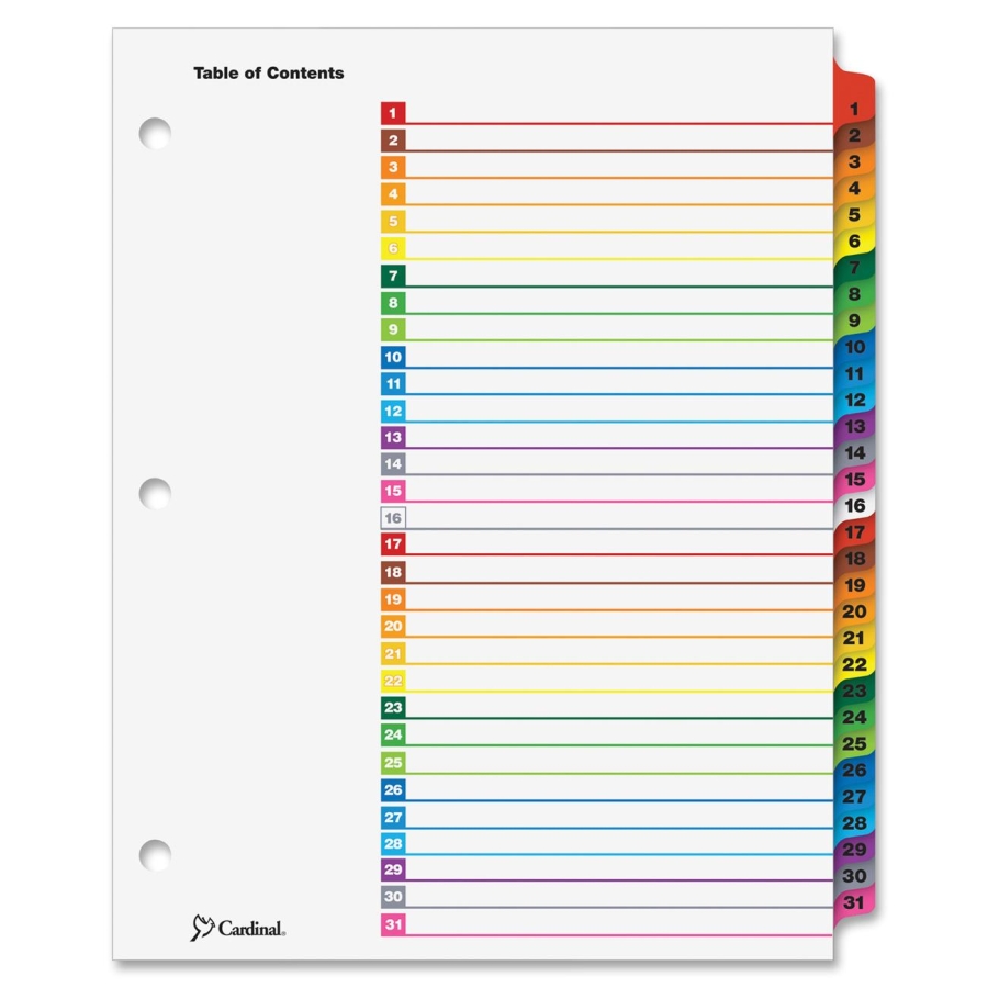 Printable Table of Contents Template