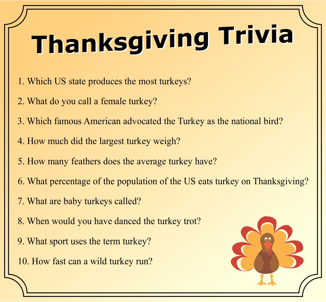 Thanksgiving Trivia Printable - Printable World Holiday