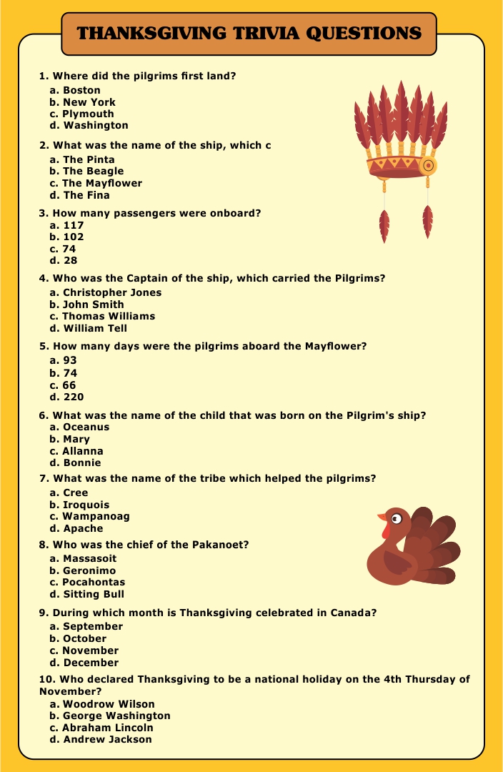 10 Best Free Printable Thanksgiving Trivia Quiz PDF For Free At Printablee