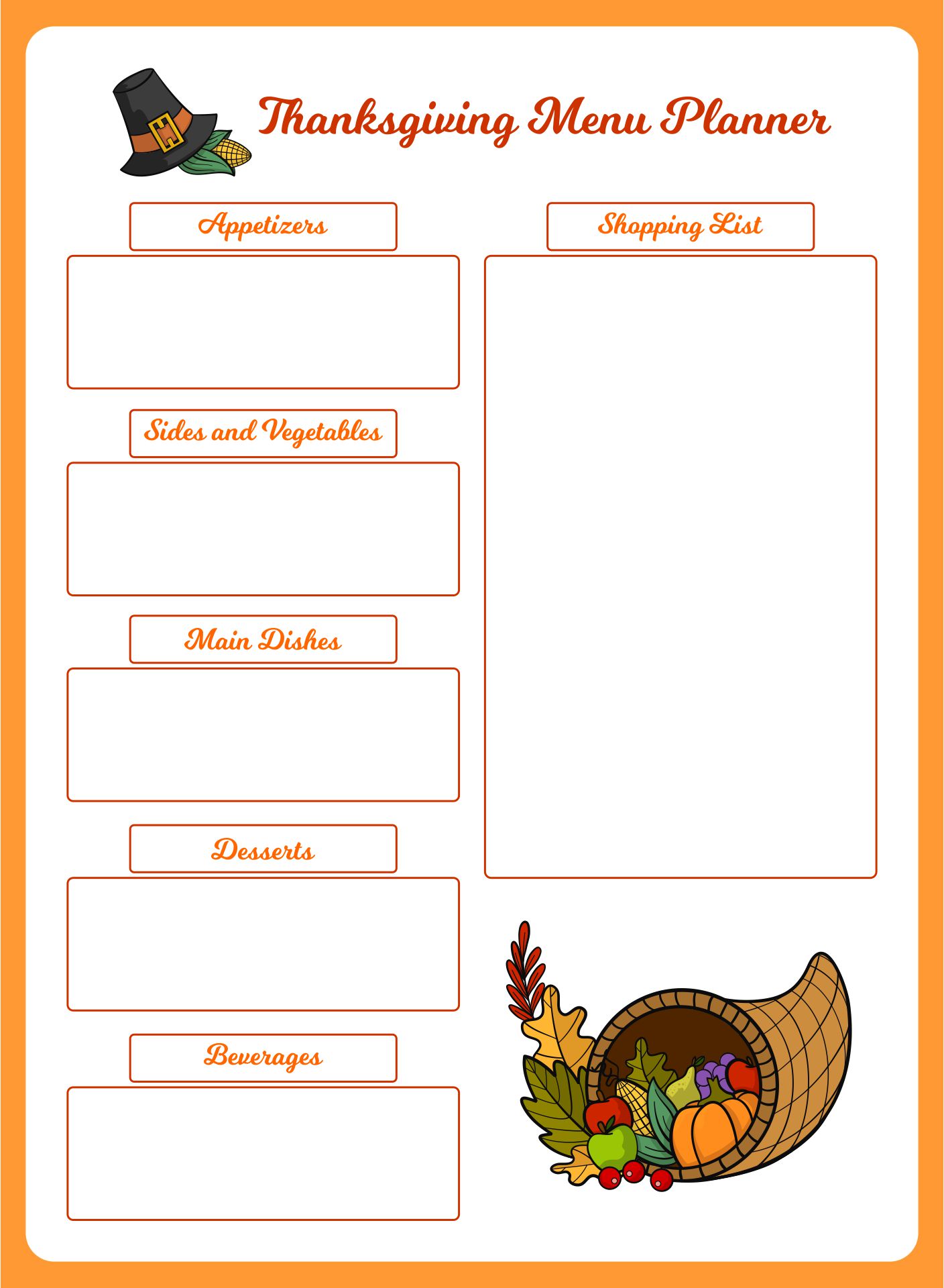 Thanksgiving Menu Blank Template - 10 Free PDF Printables | Printablee
