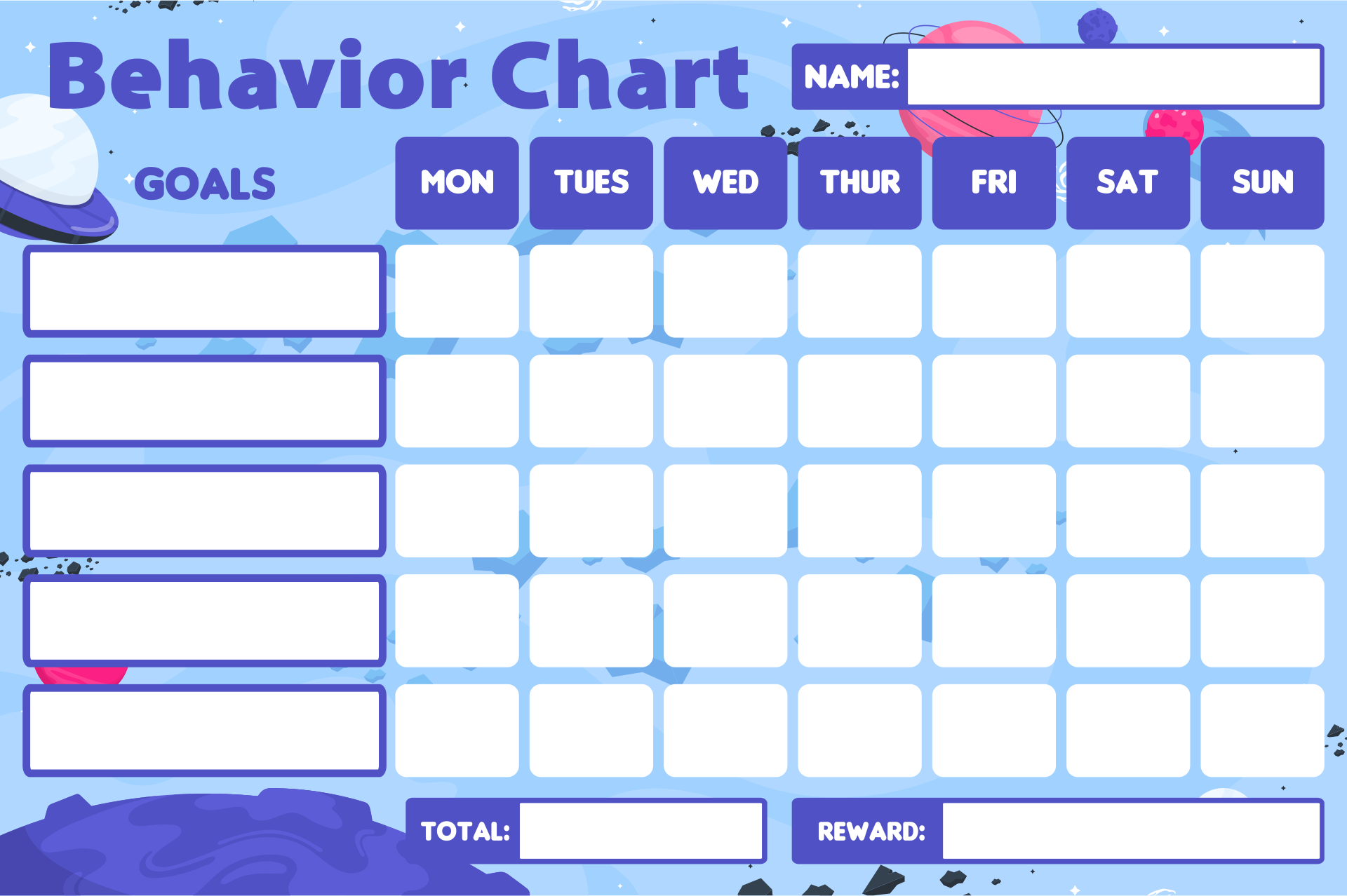 Printable Blank Behavior Charts