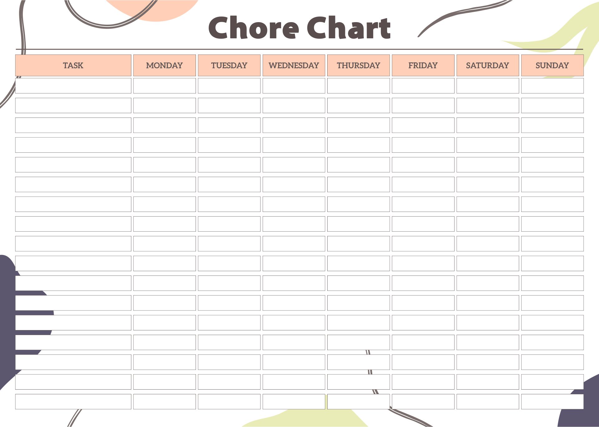 Printable Chore Chart Templates