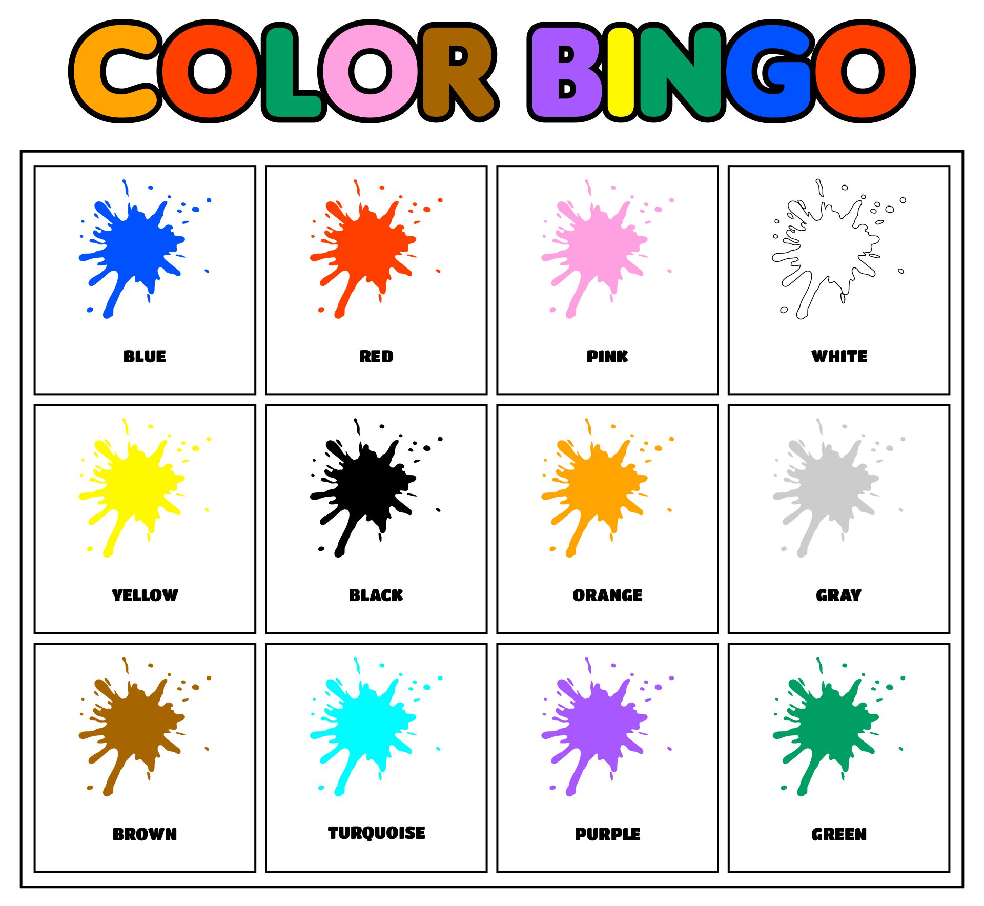Printable Color Bingo For Preschoolers