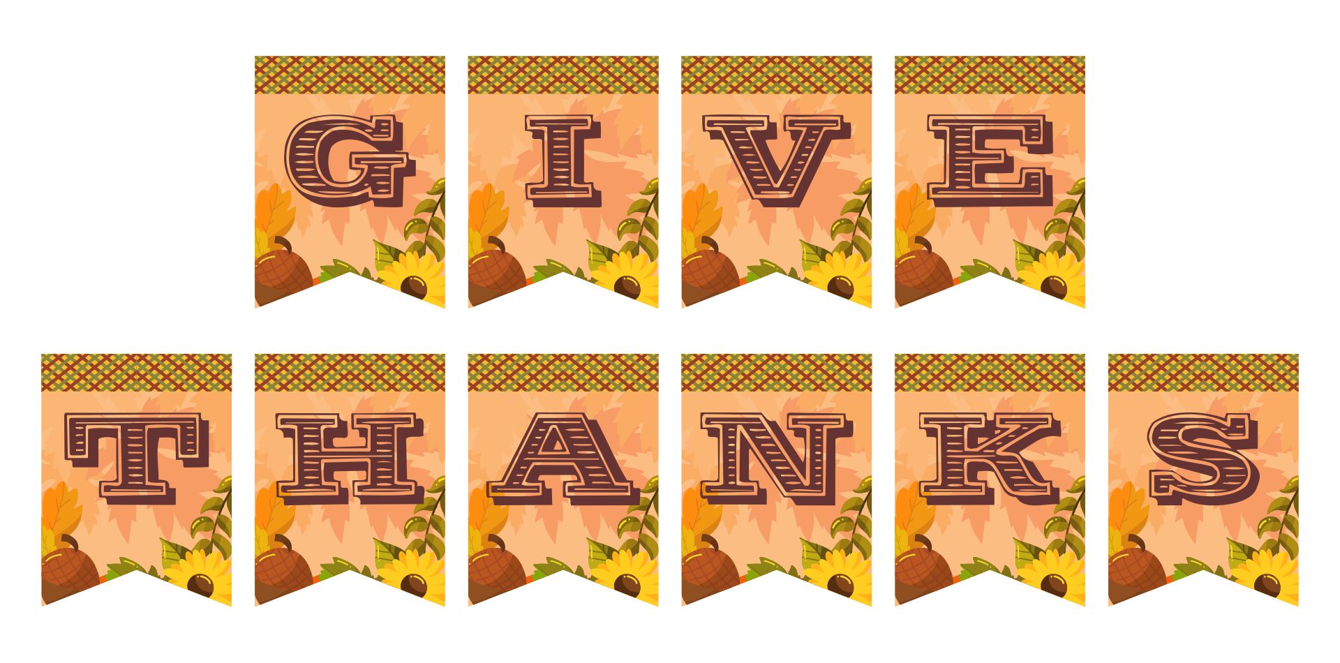 Thanksgiving Give Thanks Banner - 6 Free PDF Printables | Printablee