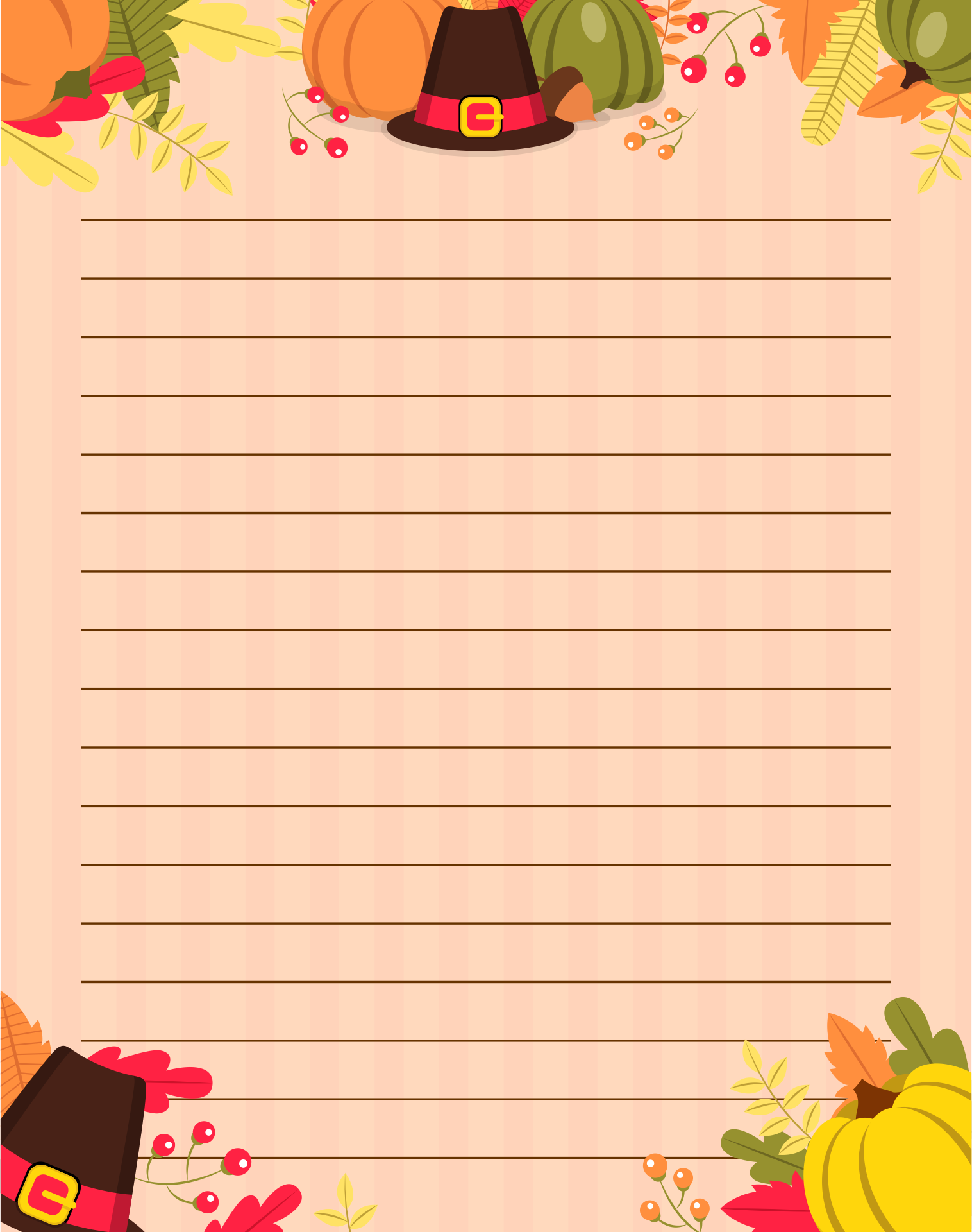 Thanksgiving  Printable Lined Stationary