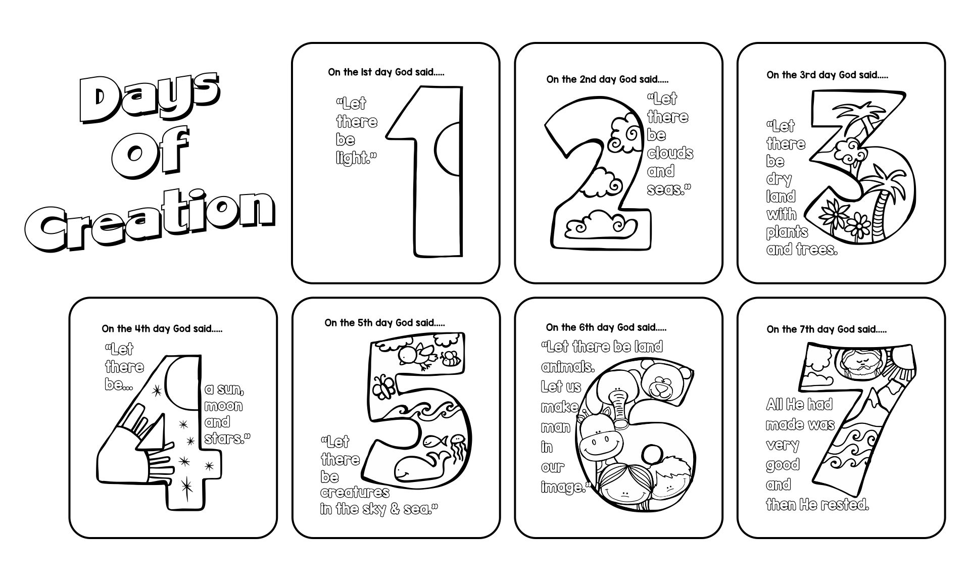 Printable Days Of Creation Coloring Pages Printable Form Templates 