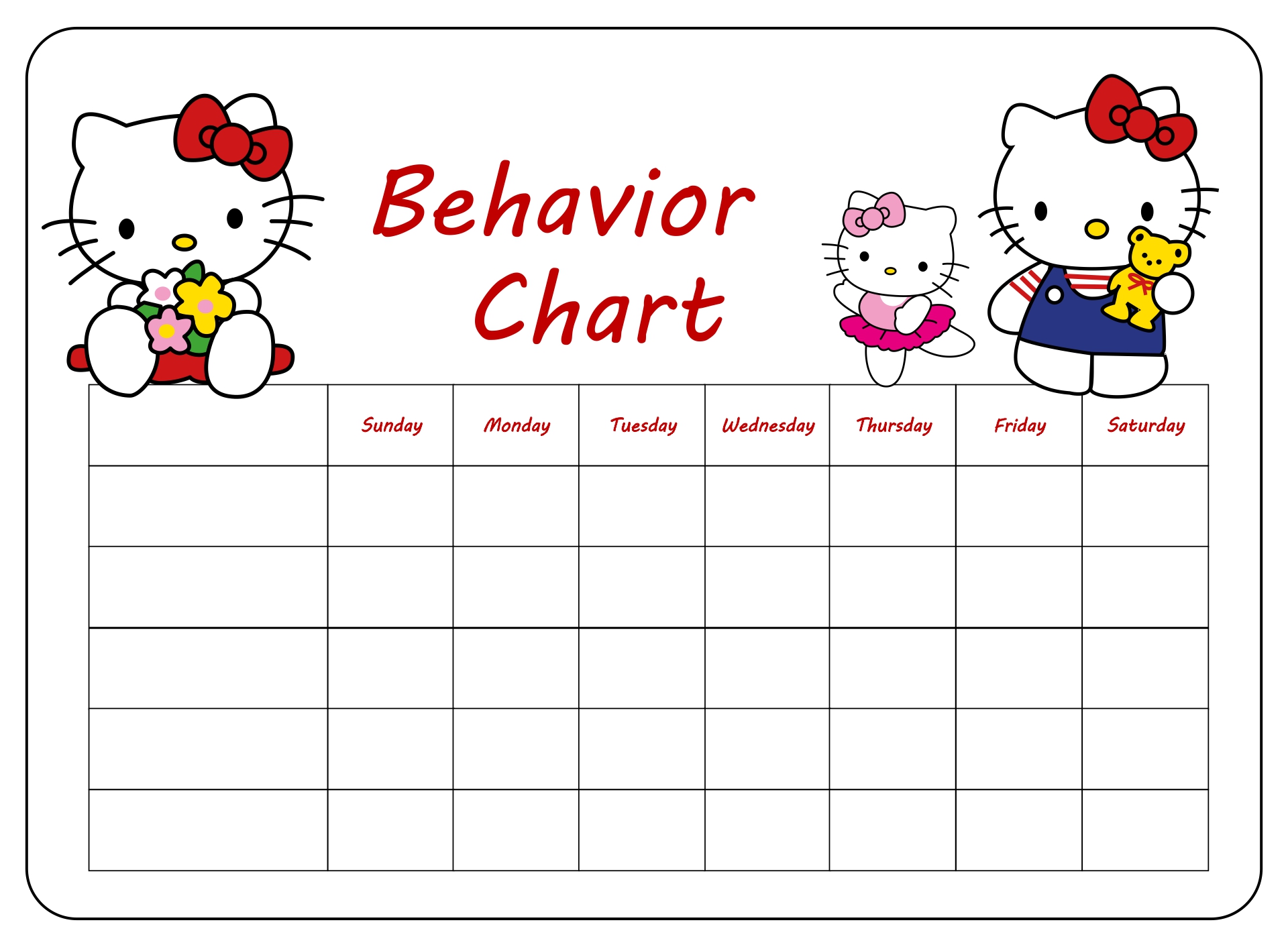 Printable Behavior Charts