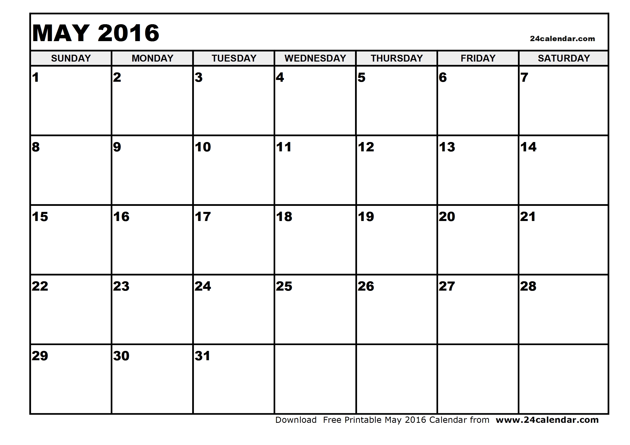 March 2016 Calendar Printable