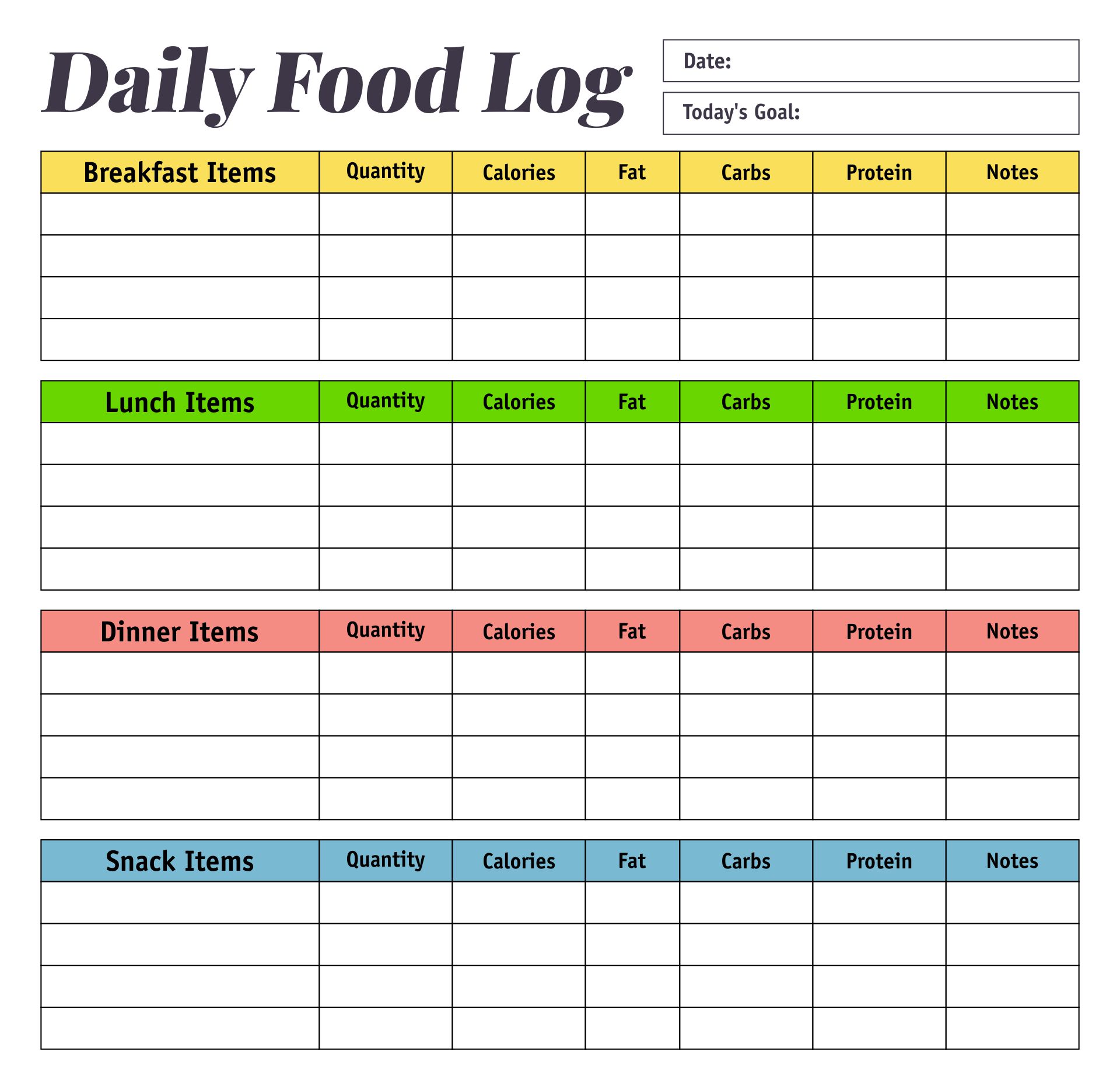 7 Best Free Printable Food Log Sheets PDF For Free At Printablee