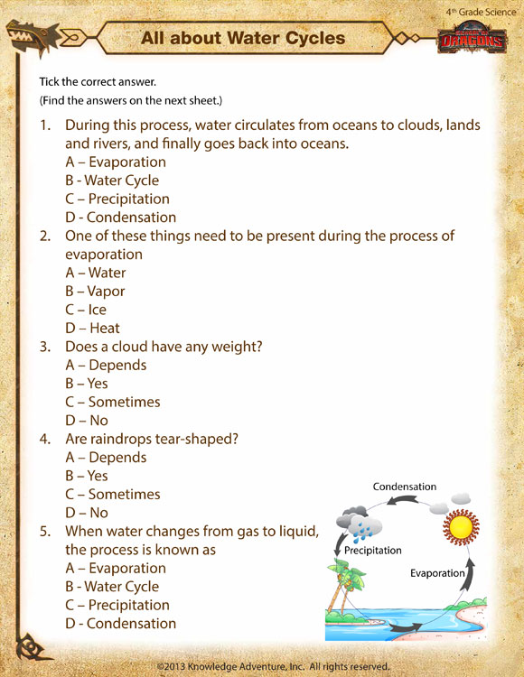 4th Grade Water Cycle Worksheet